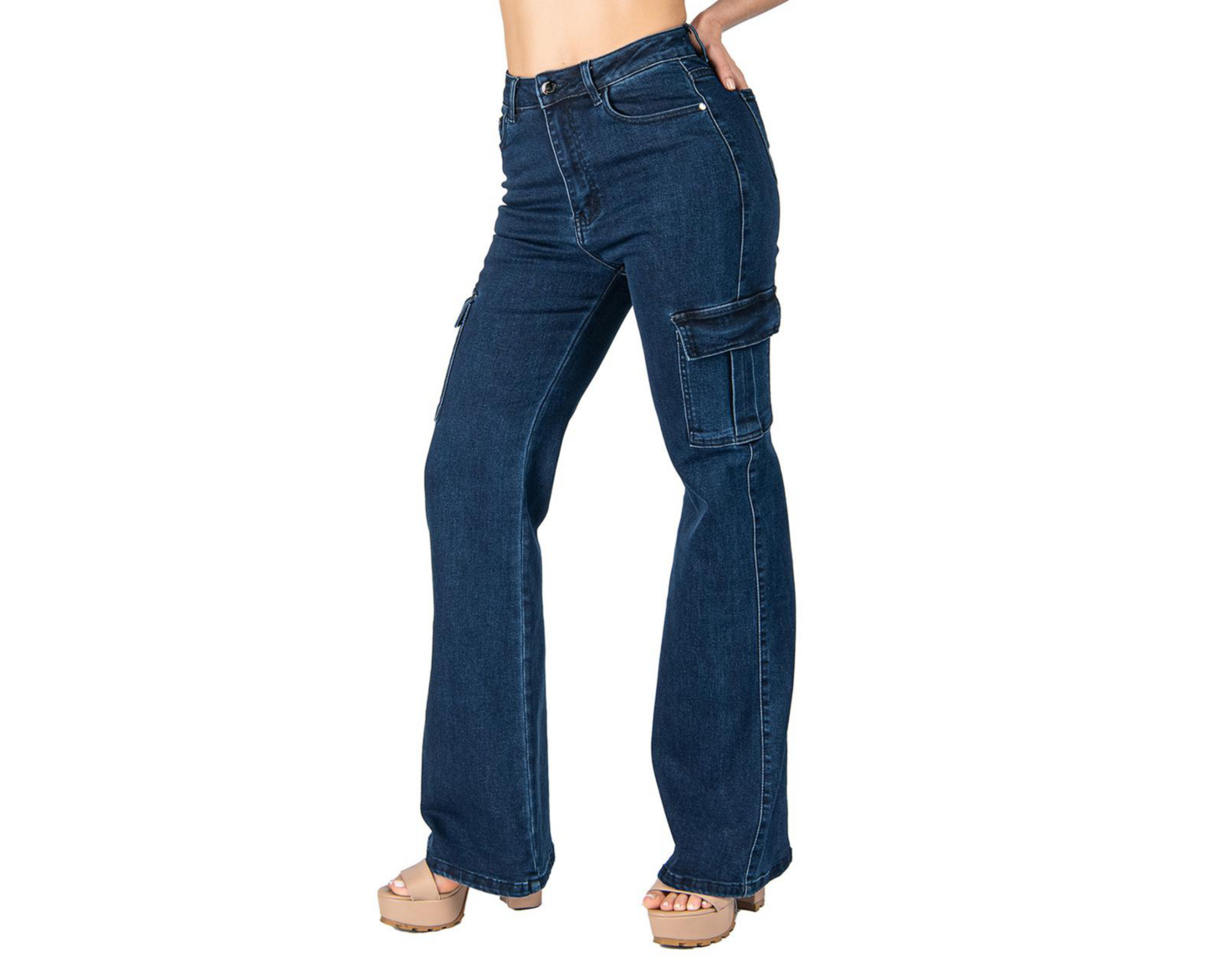 Foto 2 pulgar | Jeans Wide Leg Cargo Most Look para Mujer