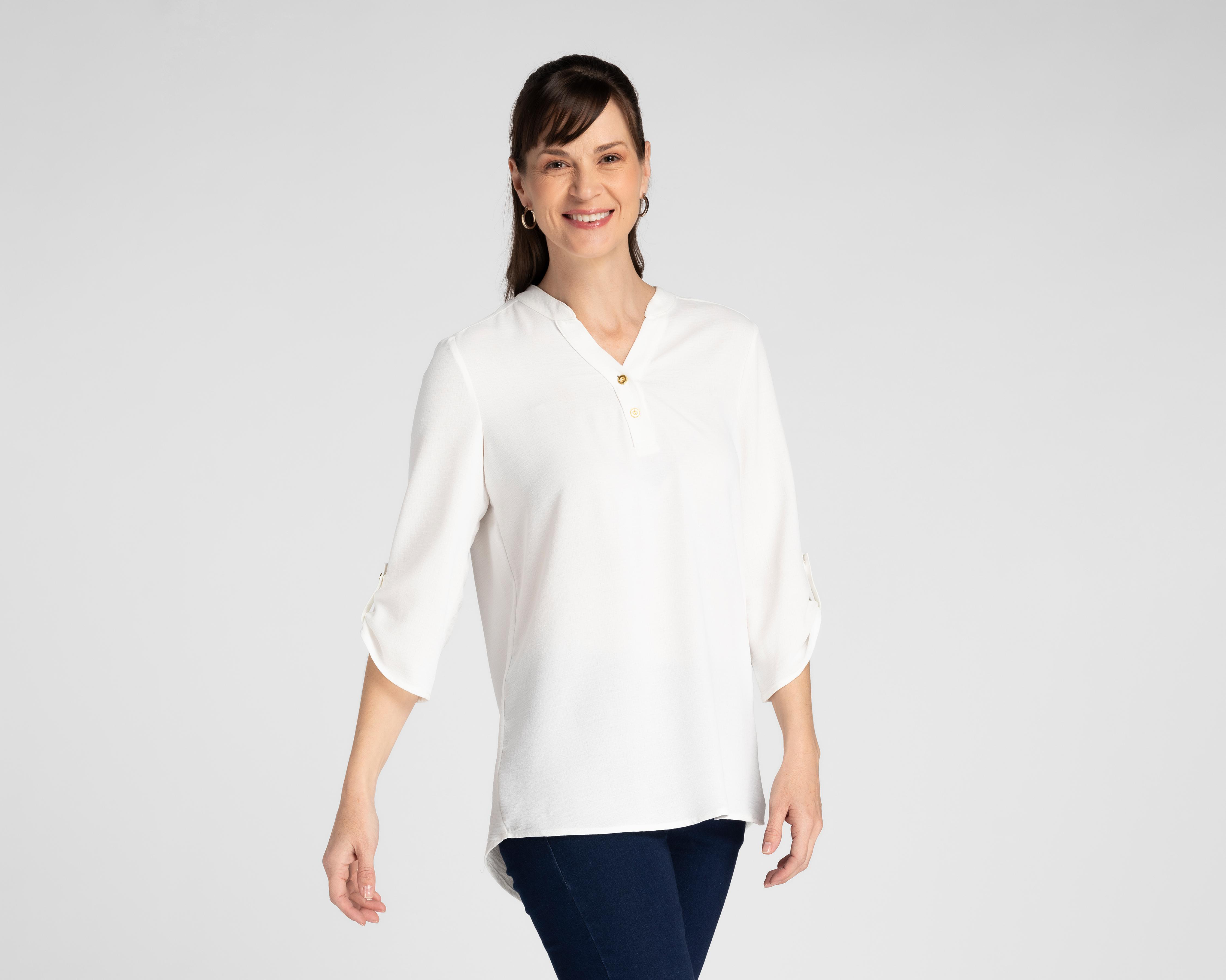 Foto 2 pulgar | Blusa Sahara Manga 3/4 Blanca