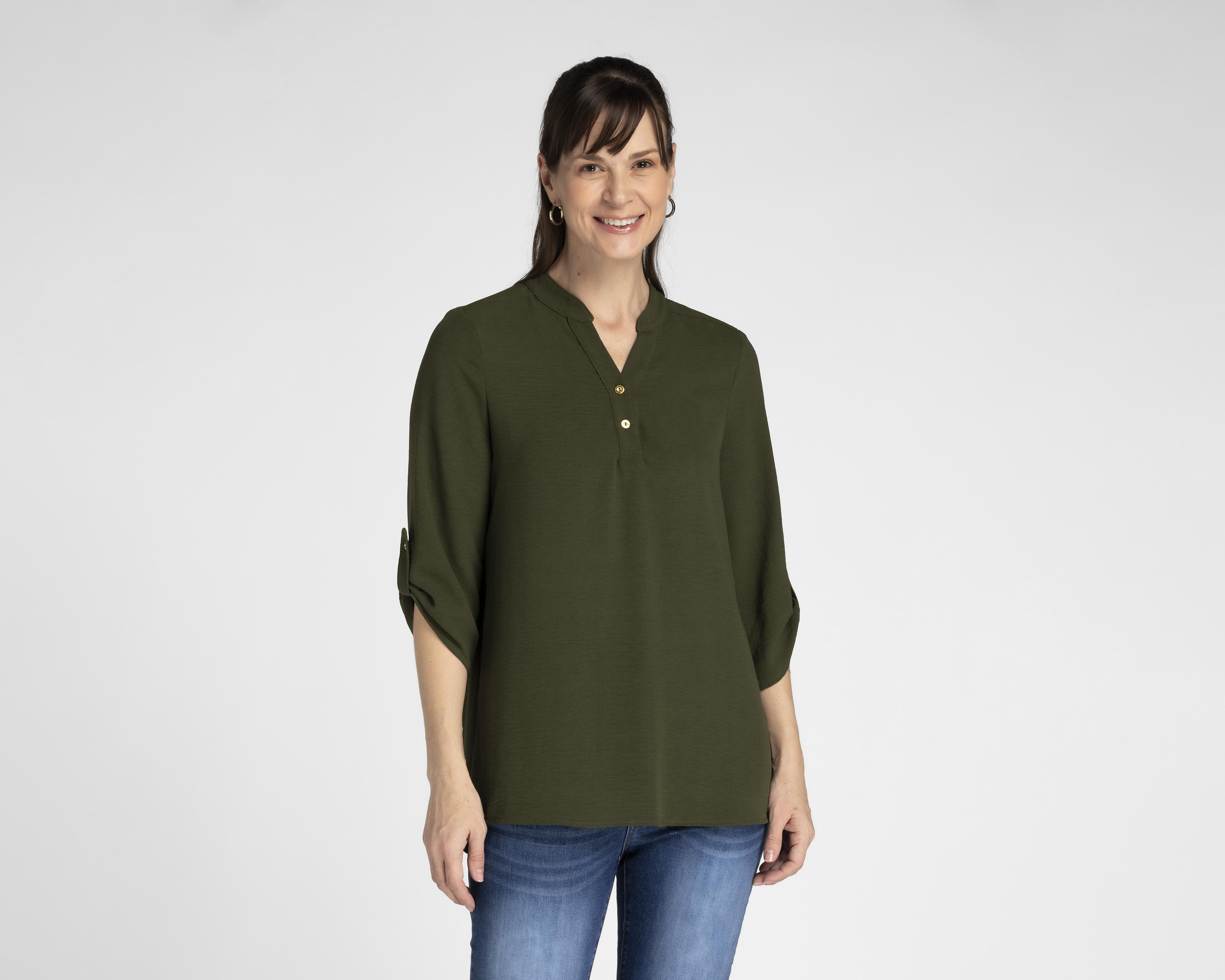 Blusa Sahara Manga 3/4 Verde