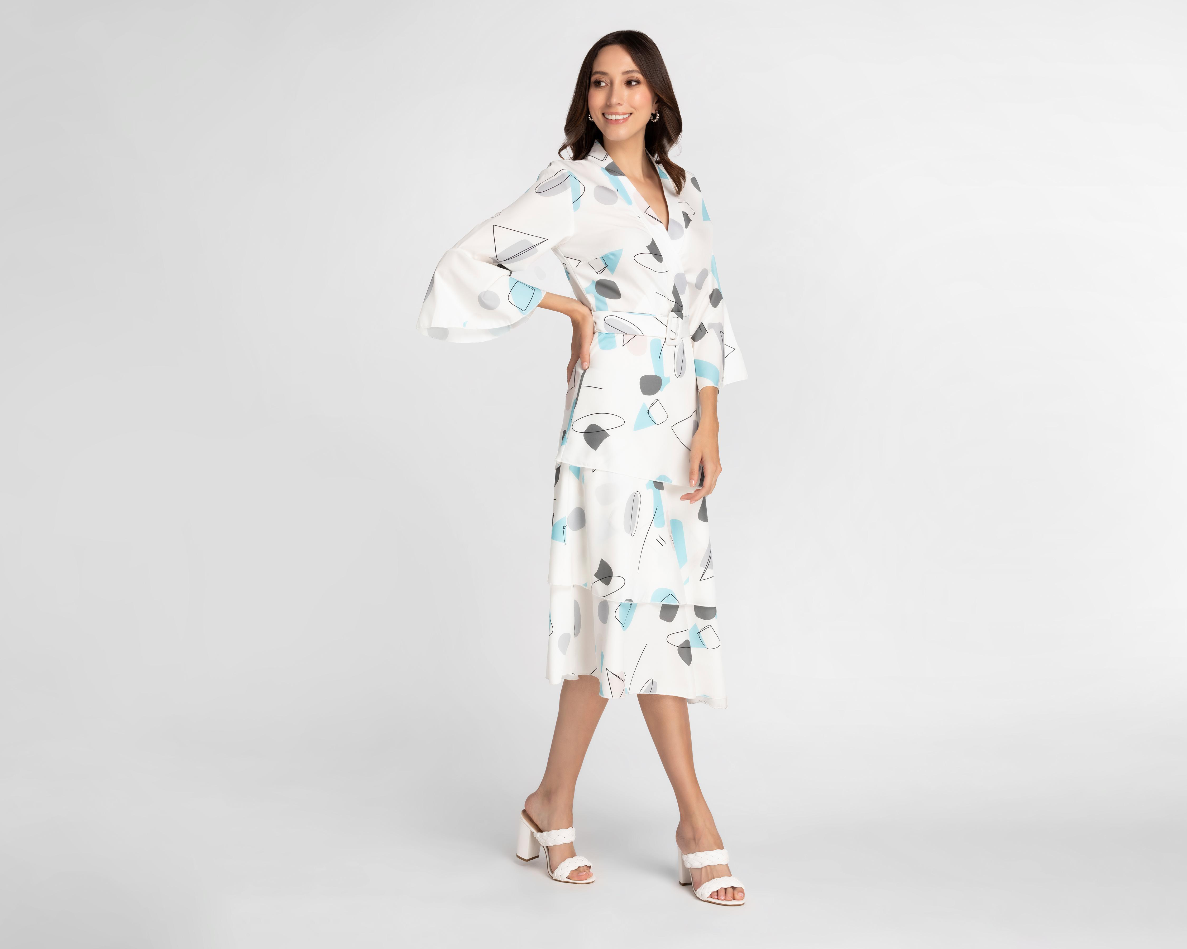 Vestido Sahara Casual Midi Blanco con Cinto $349