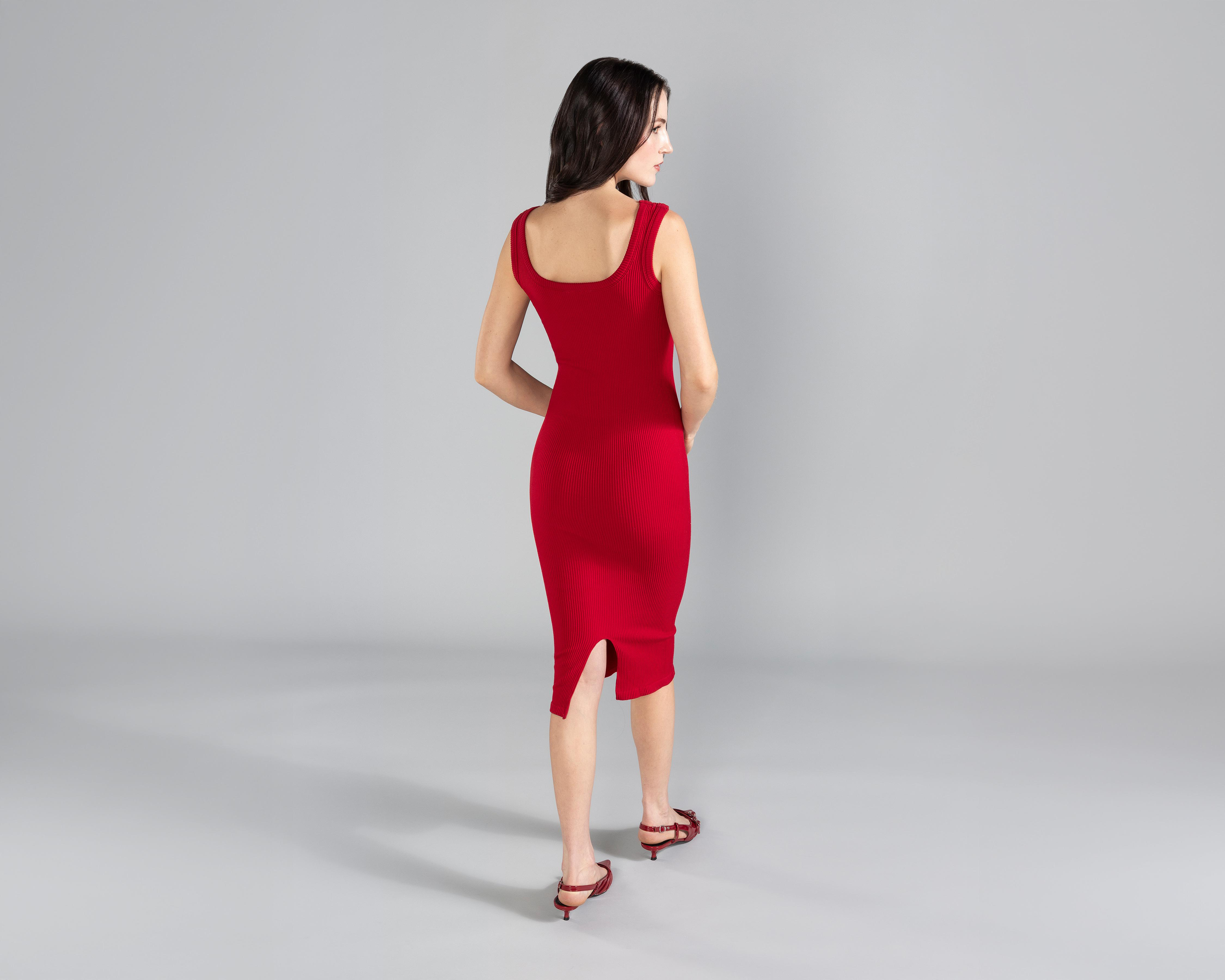 Foto 4 pulgar | Vestido Casual Strona con Tirantes Rojo Midi para Mujer