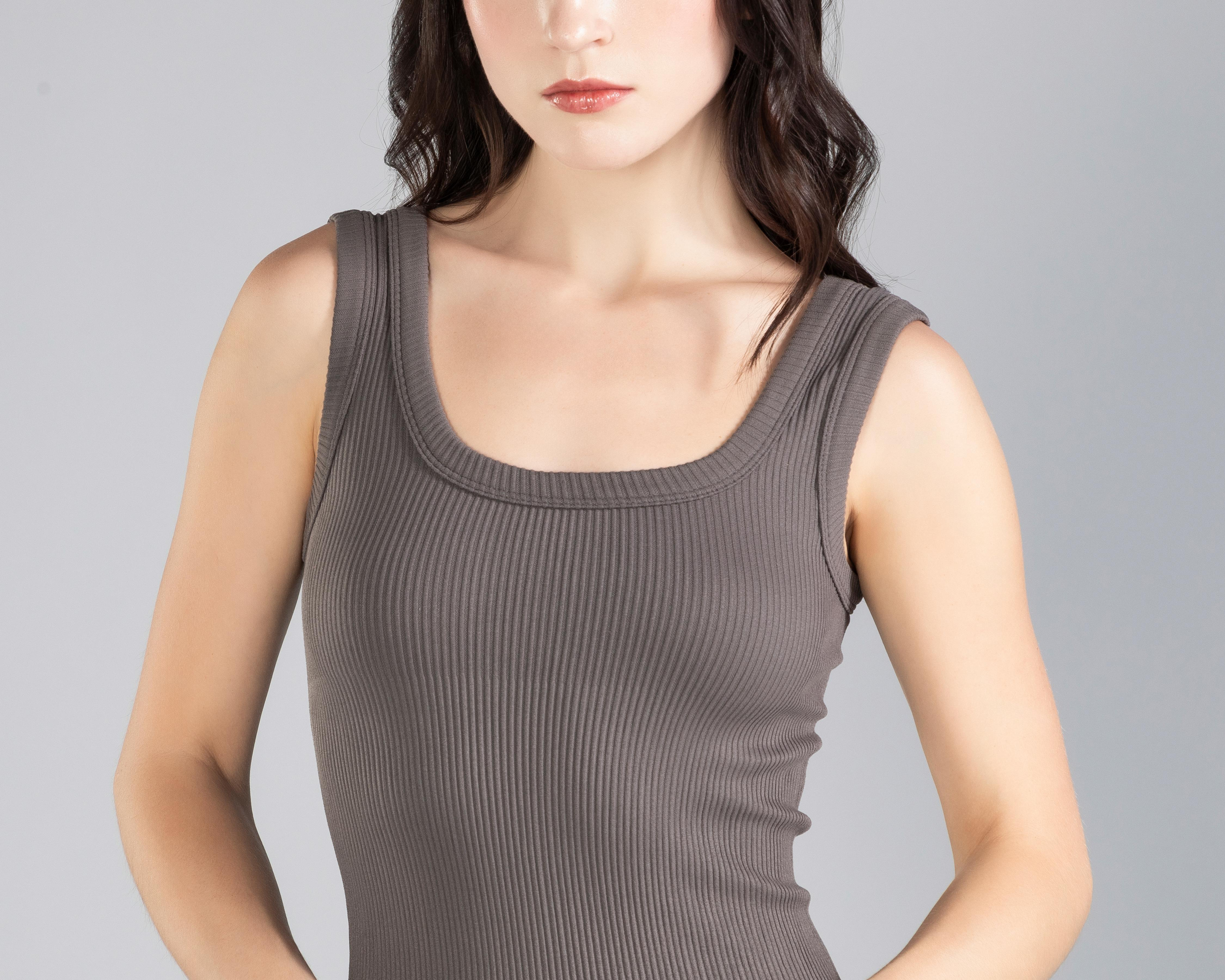 Foto 5 pulgar | Vestido Casual Strona Gris Acanalado para Mujer
