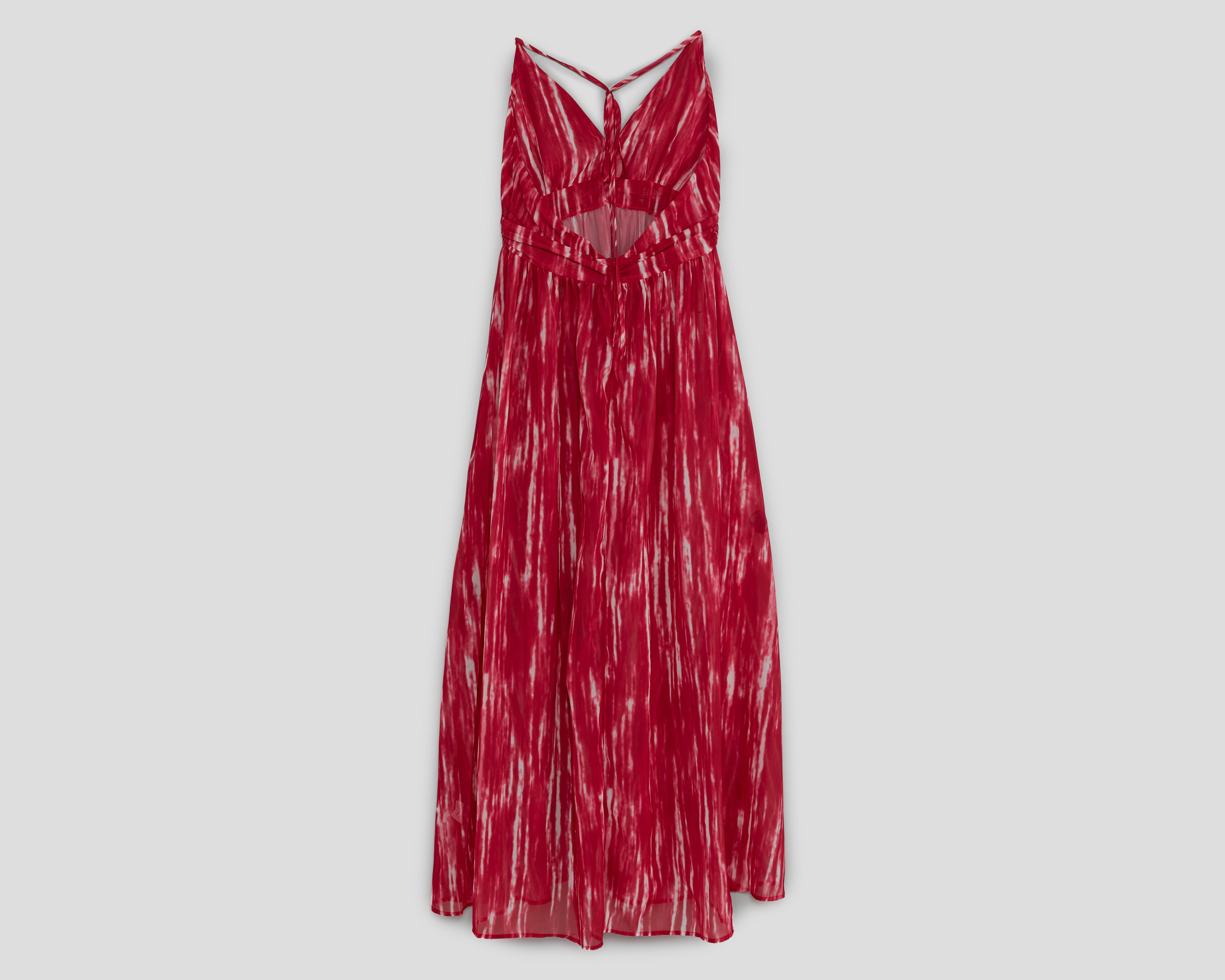 Foto 3 pulgar | Vestido Sahara Casual Rojo Tie Dye Escote Halter