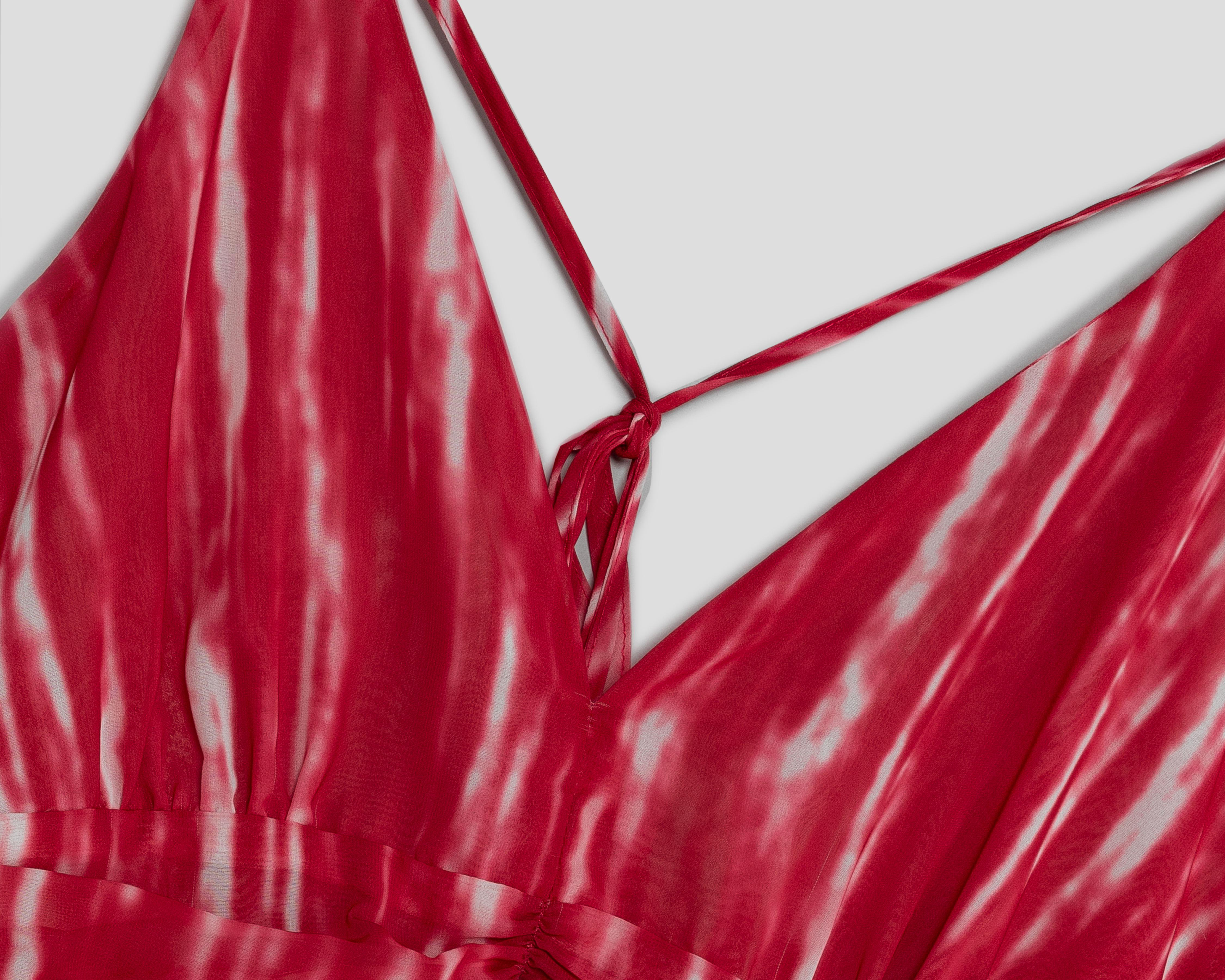 Foto 4 pulgar | Vestido Sahara Casual Rojo Tie Dye Escote Halter