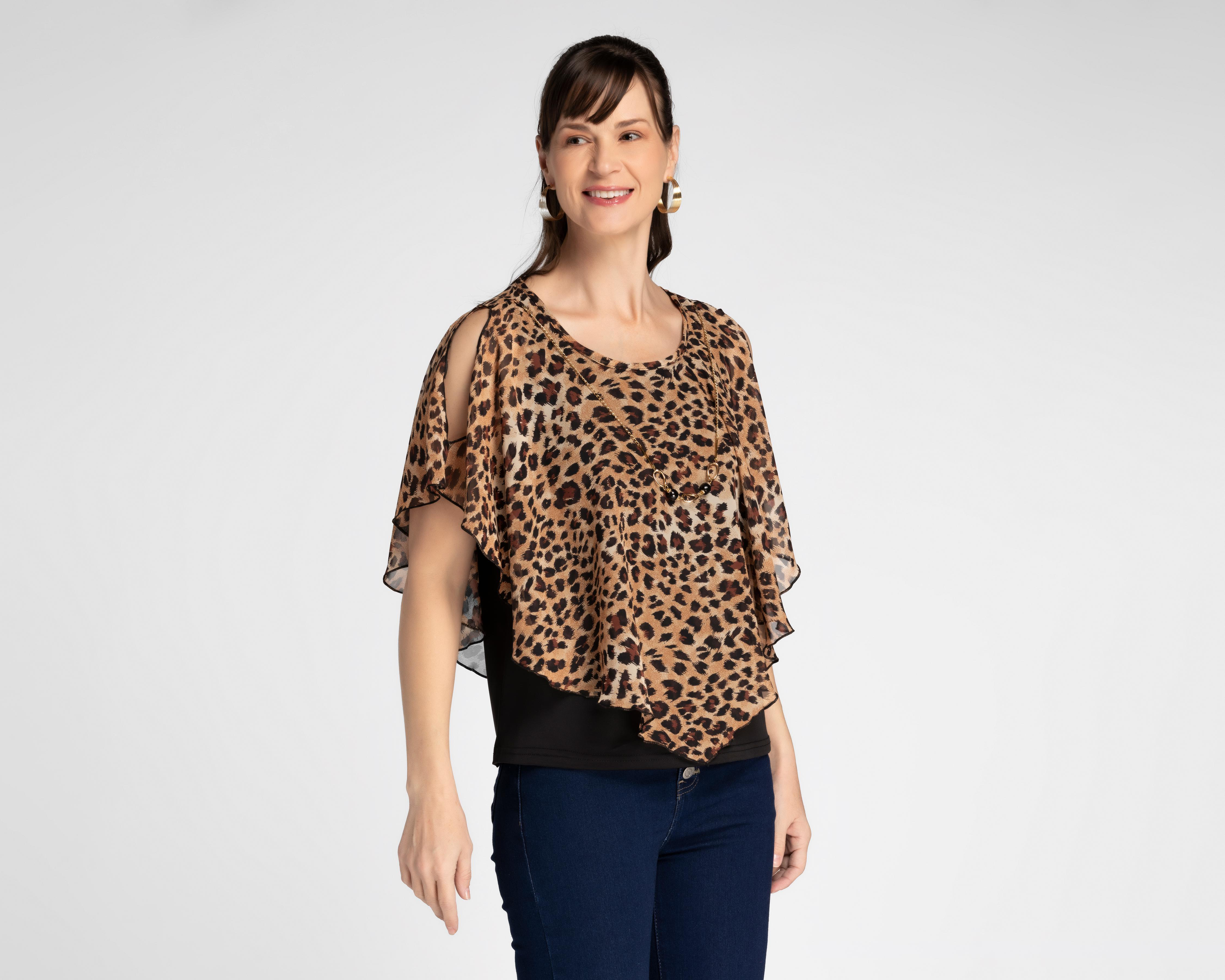 Blusa Sahara Manga Corta con Animal Print
