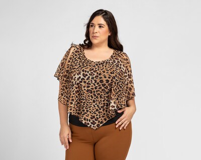 Foto 4 | Blusa Sahara Manga Corta con Animal Print