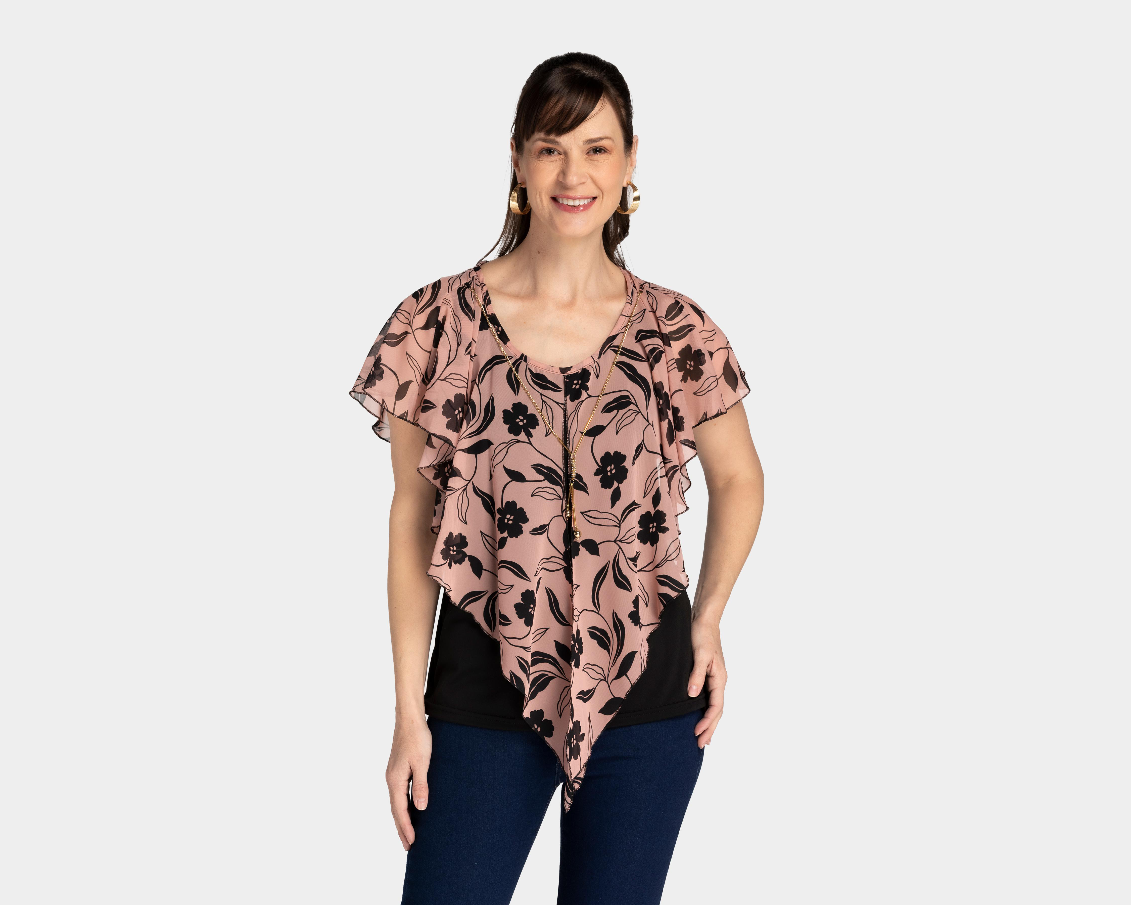 Blusa Sahara Estampada Floral con Collar