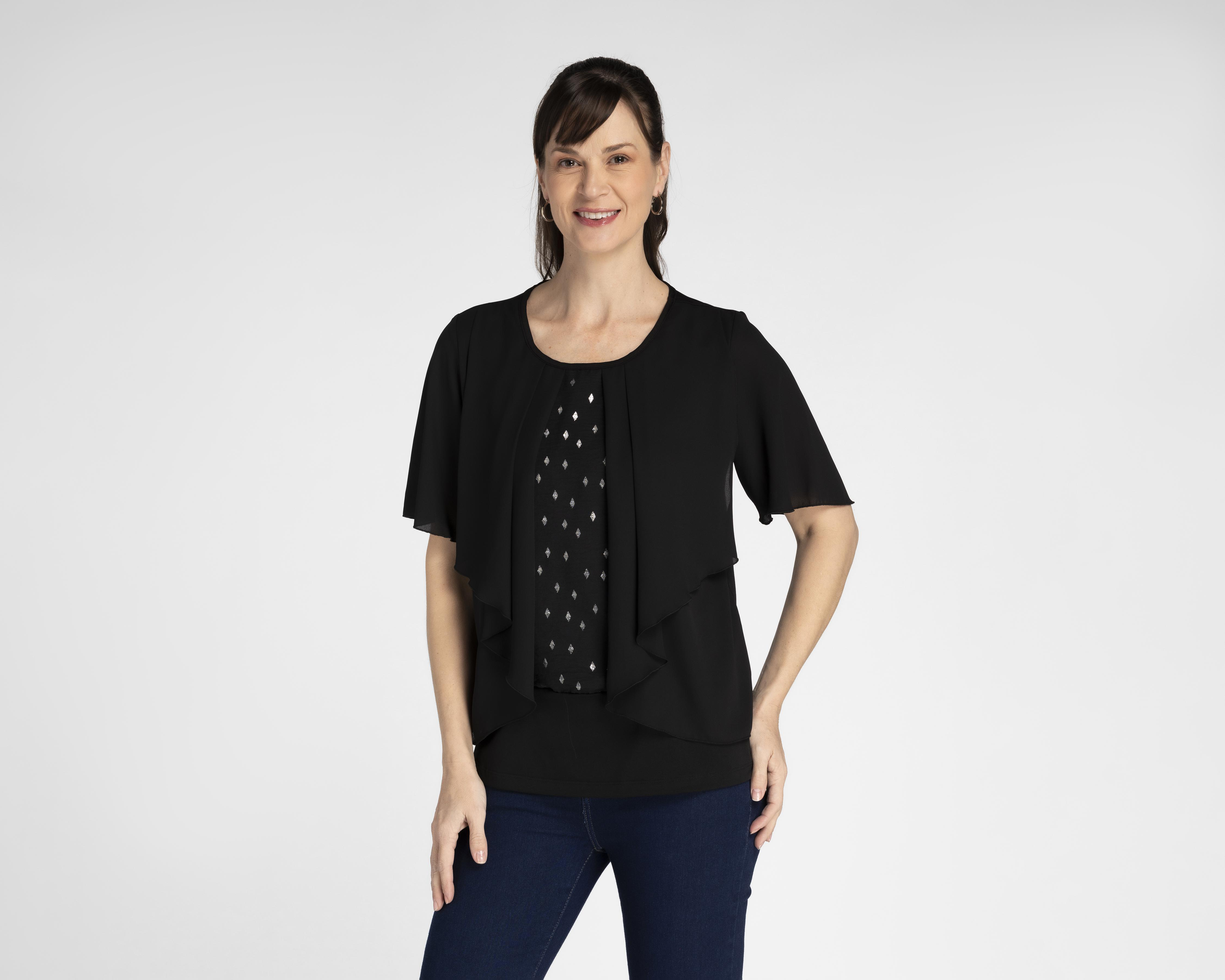 Blusa Sahara Manga Corta Negra