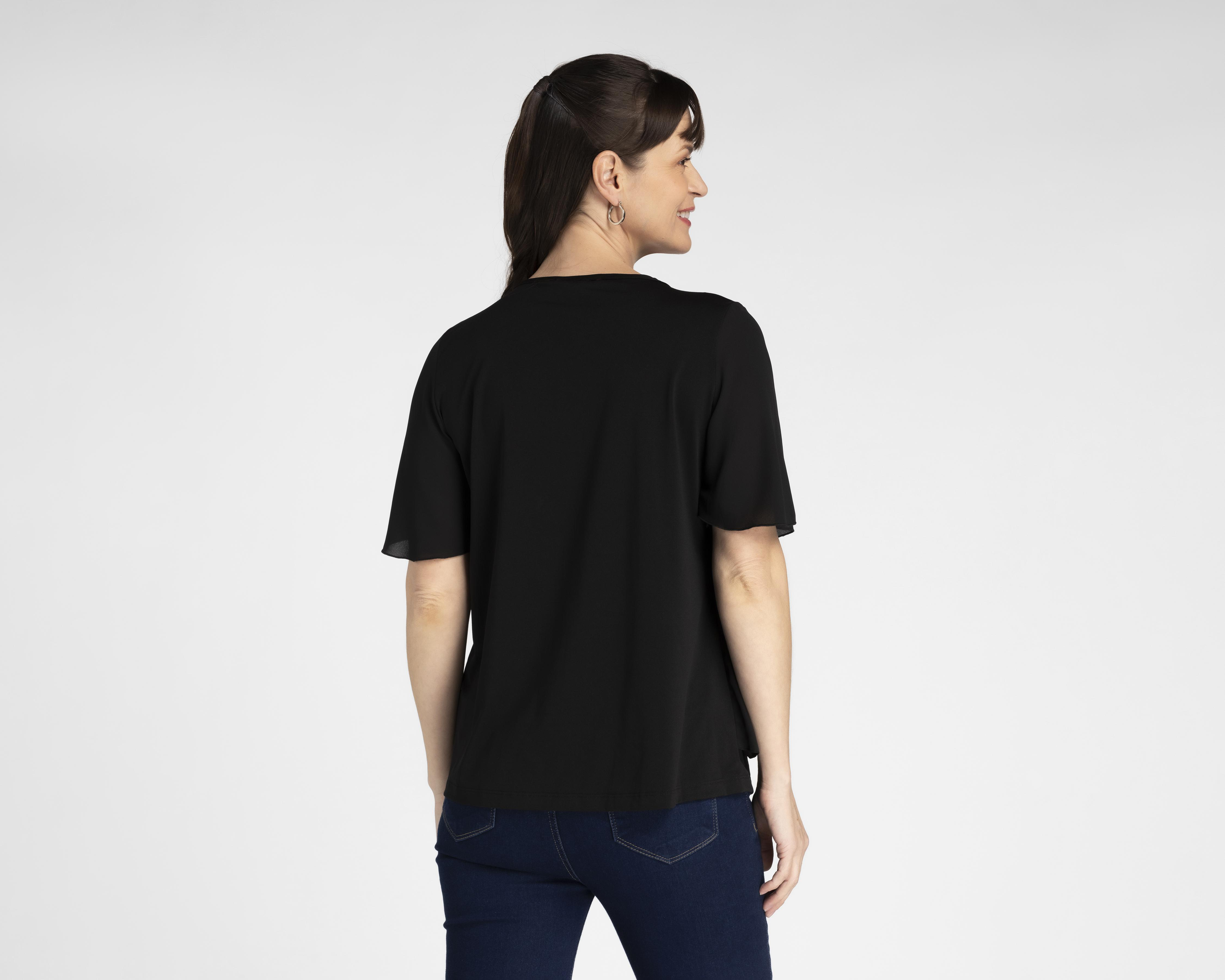 Foto 3 | Blusa Sahara Manga Corta Negra