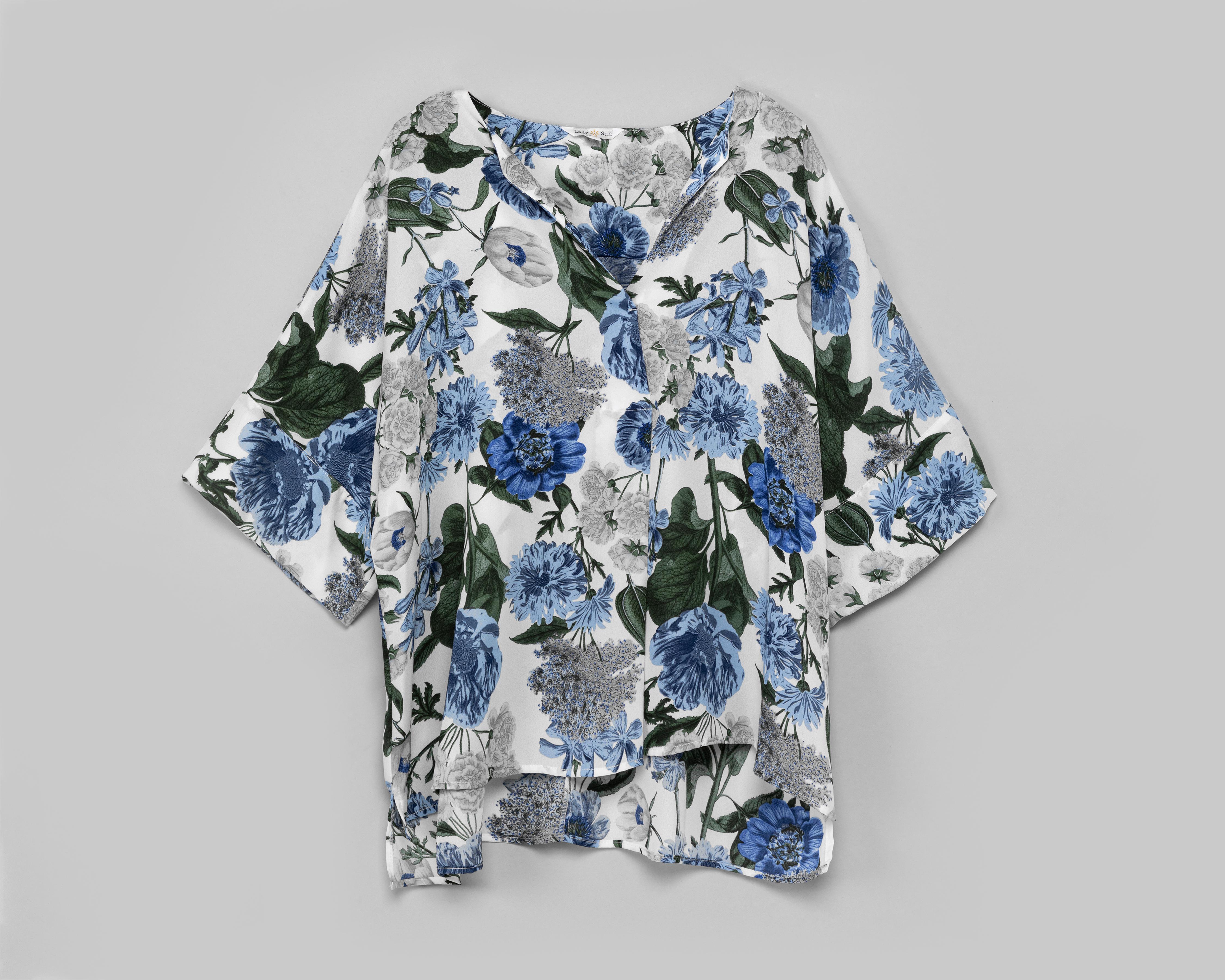 Blusa Lady Sun Manga 3/4 Floreada