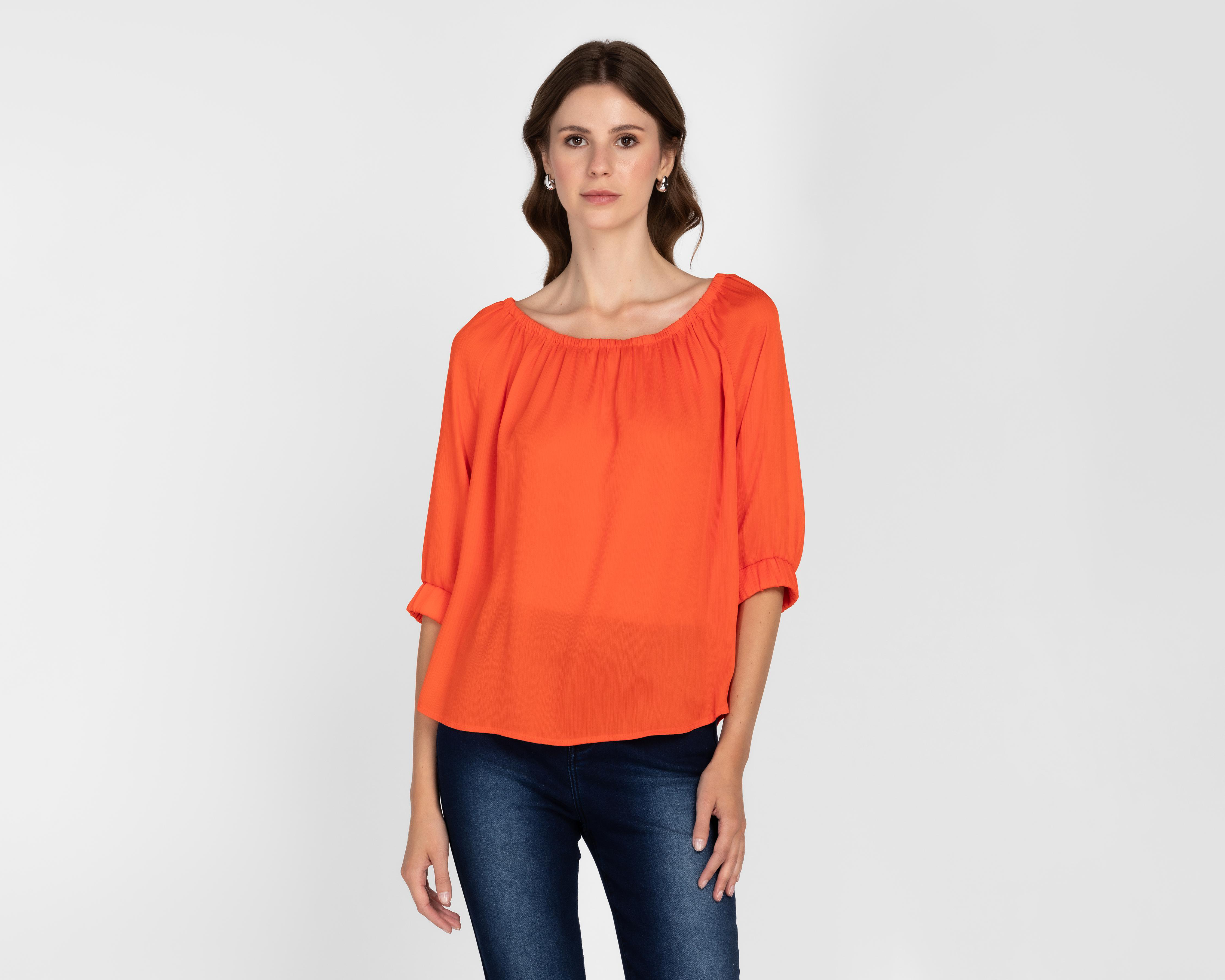 Foto 1 | Blusa Andiamo Manga 3/4 Anaranjada para Mujer