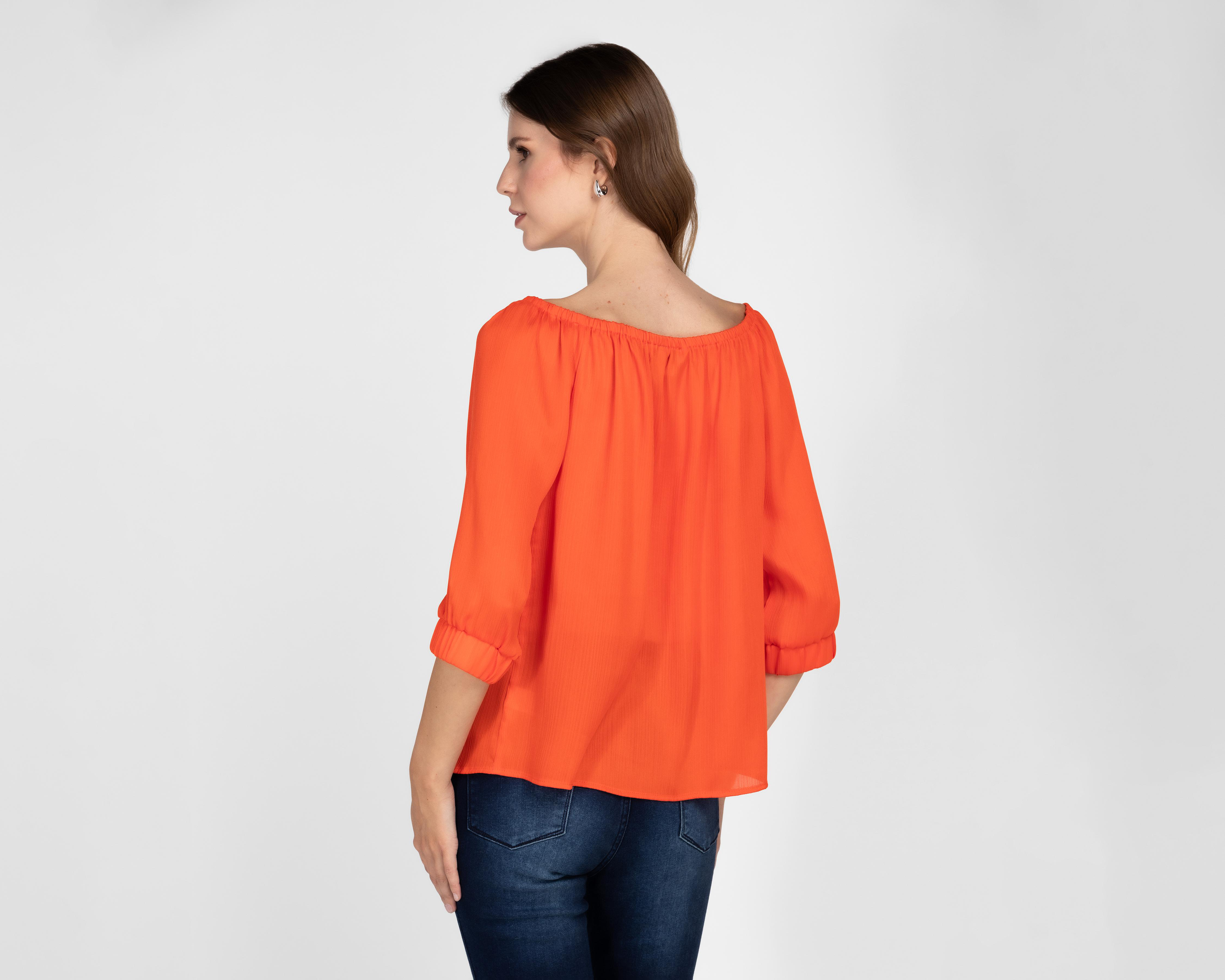 Foto 4 pulgar | Blusa Andiamo Manga 3/4 Anaranjada para Mujer
