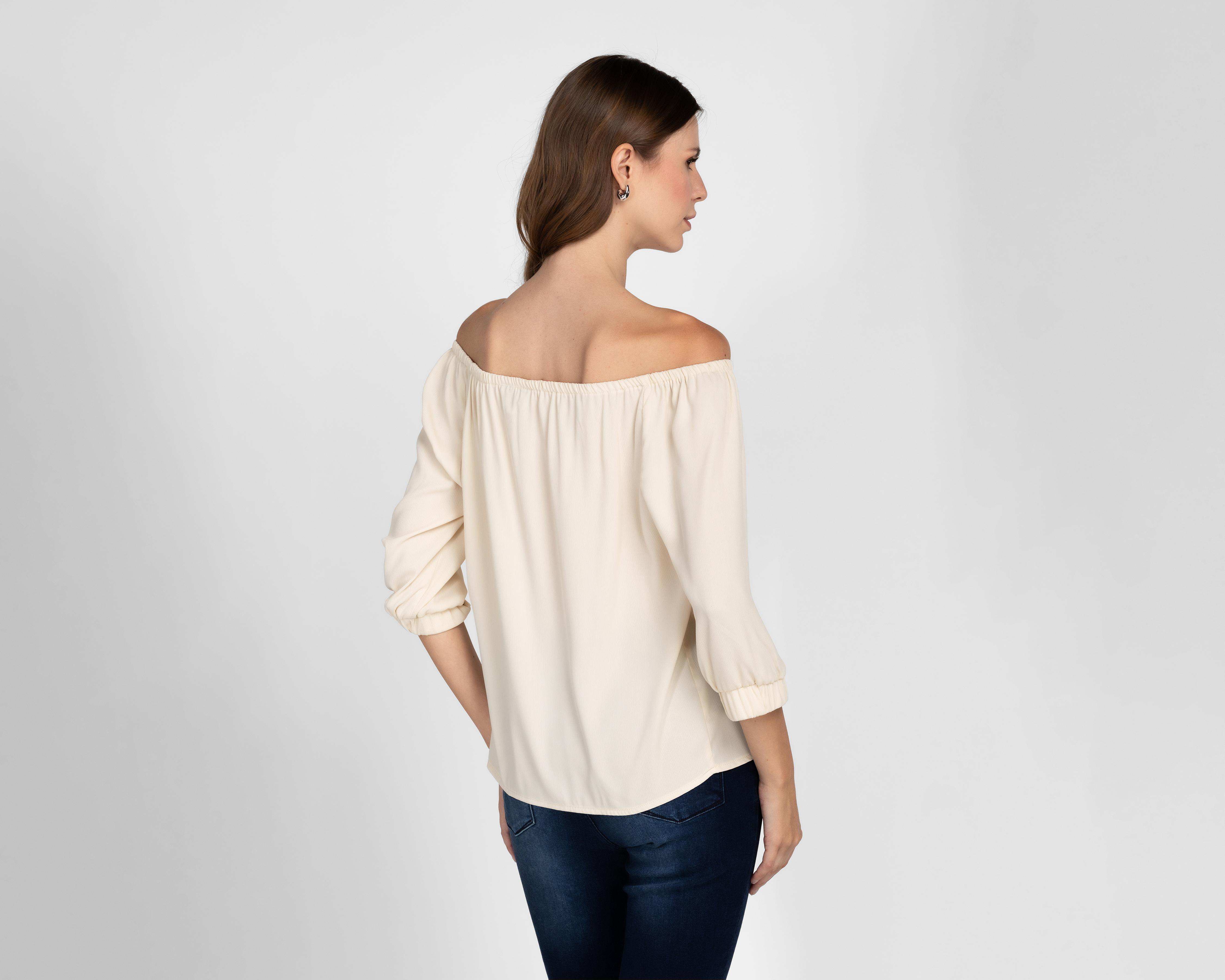 Foto 4 pulgar | Blusa Andiamo Manga 3/4 Beige para Mujer