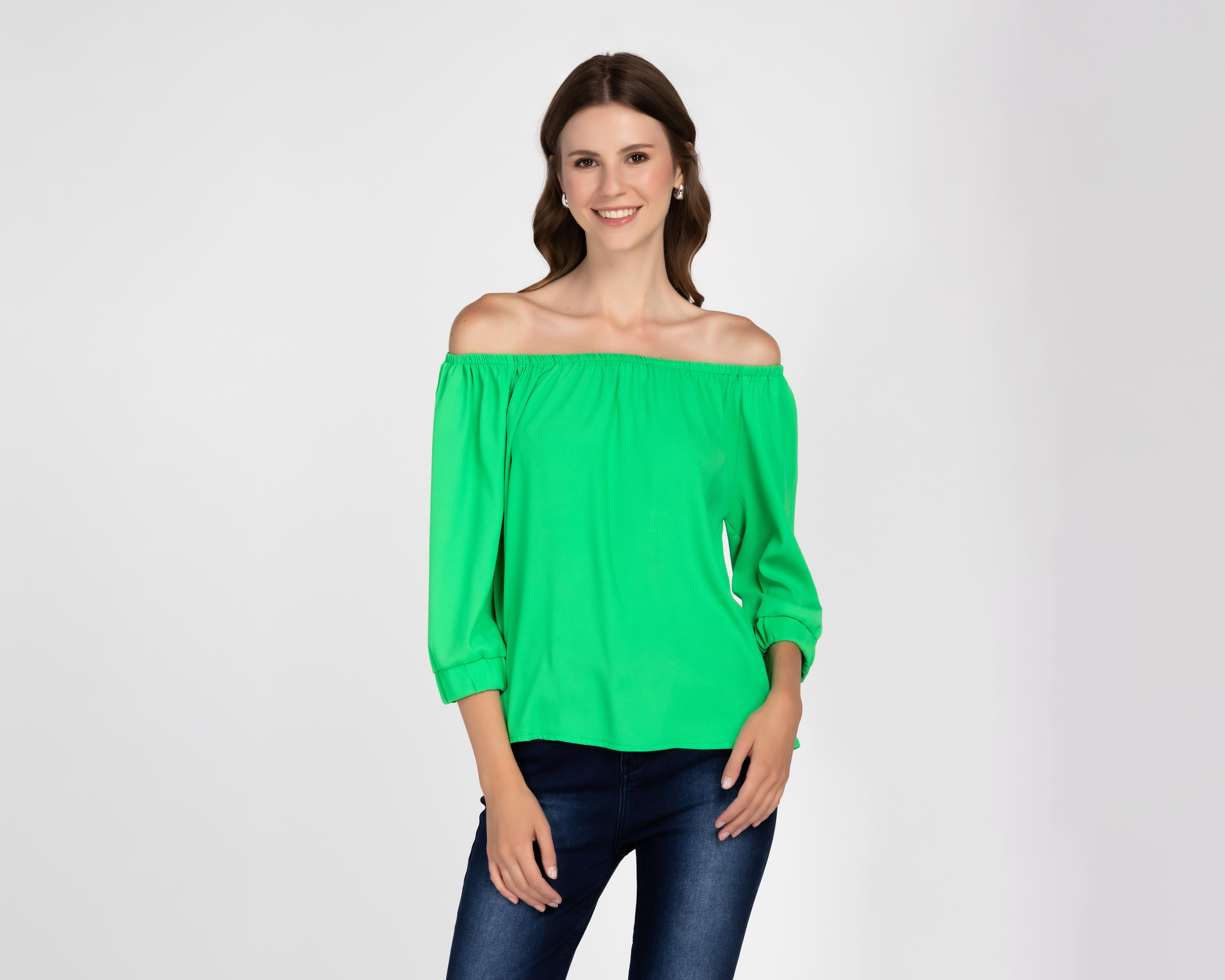 Foto 2 pulgar | Blusa Andiamo Manga 3/4 Verde para Mujer