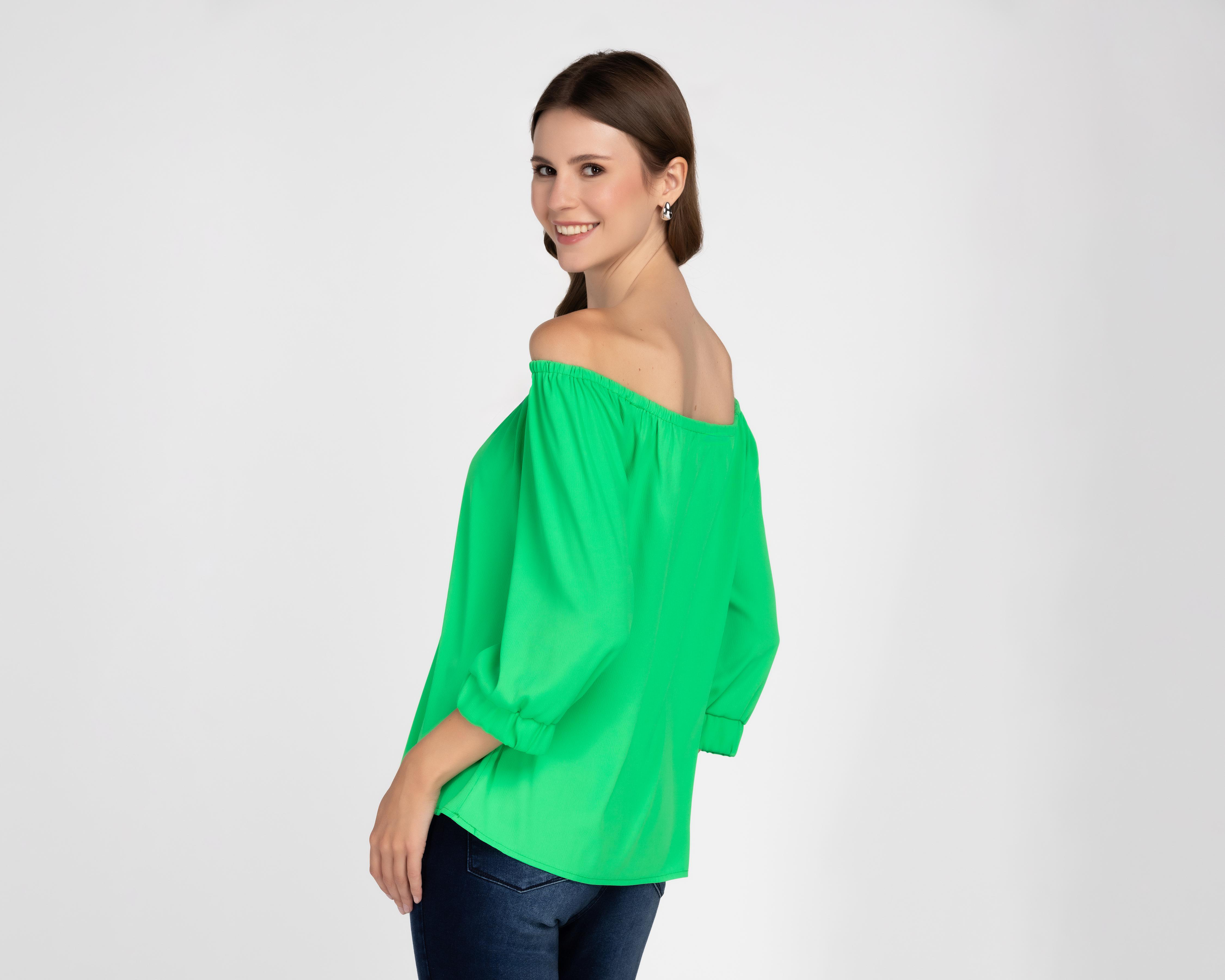 Foto 4 pulgar | Blusa Andiamo Manga 3/4 Verde para Mujer