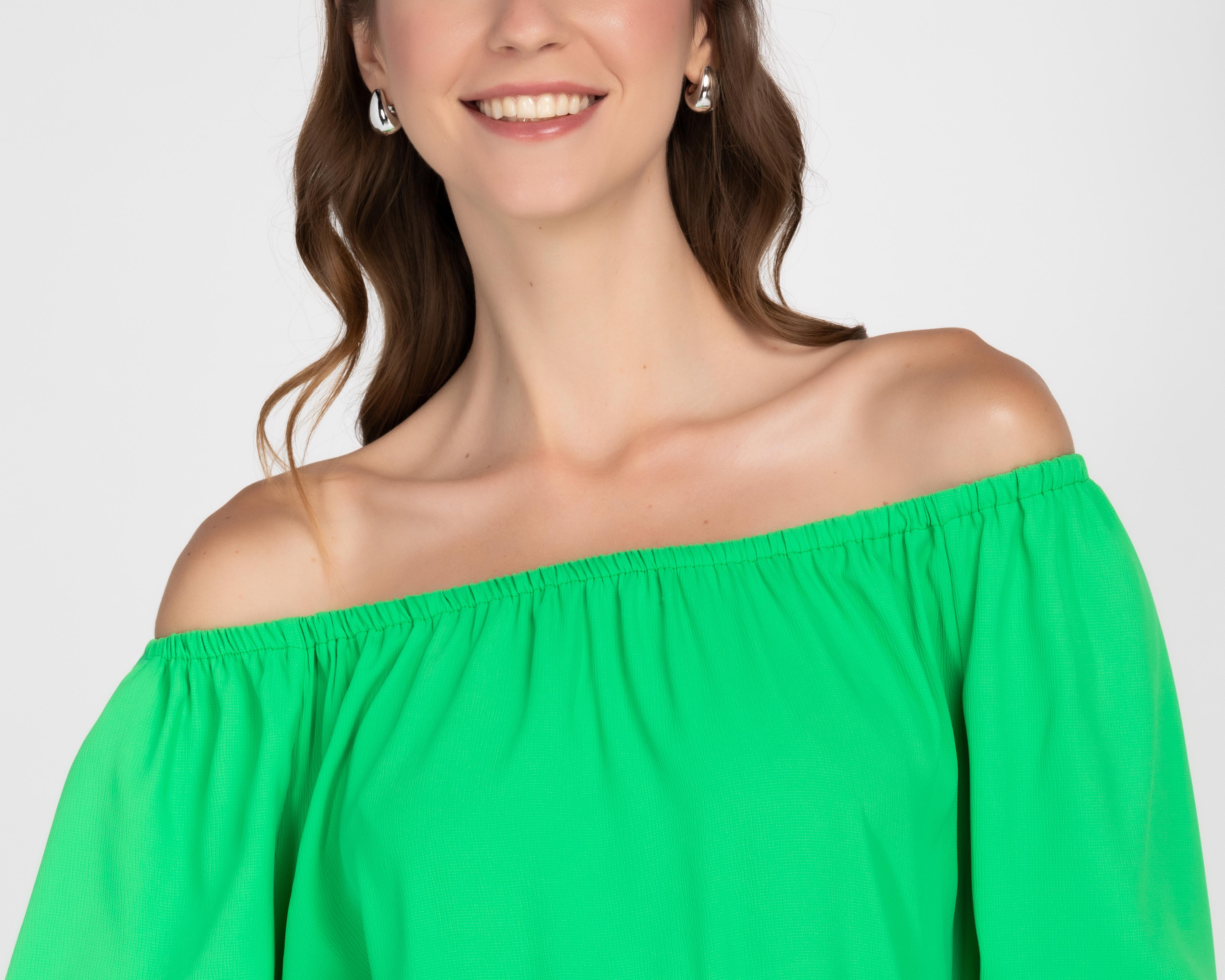Foto 5 pulgar | Blusa Andiamo Manga 3/4 Verde para Mujer
