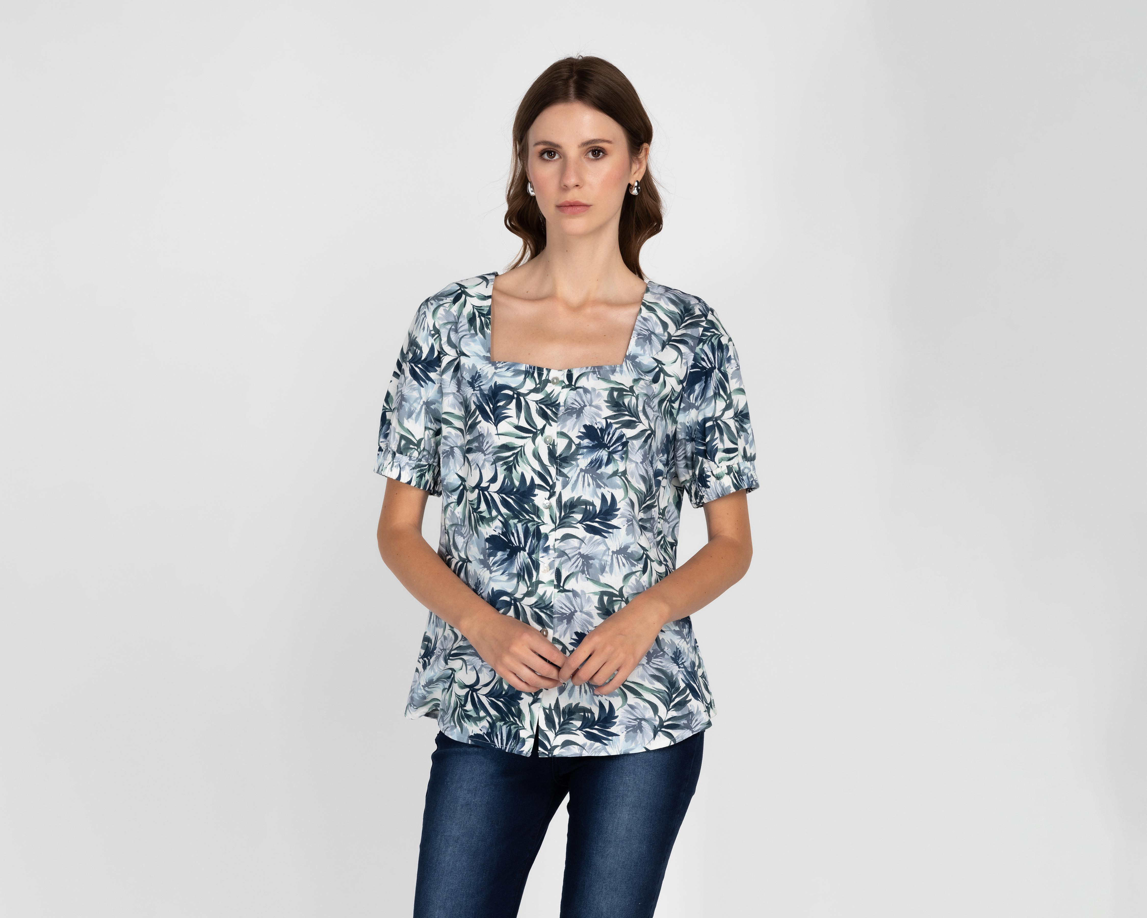 Foto 2 pulgar | Blusa Andiamo Manga Corta Estampado Floral para Mujer