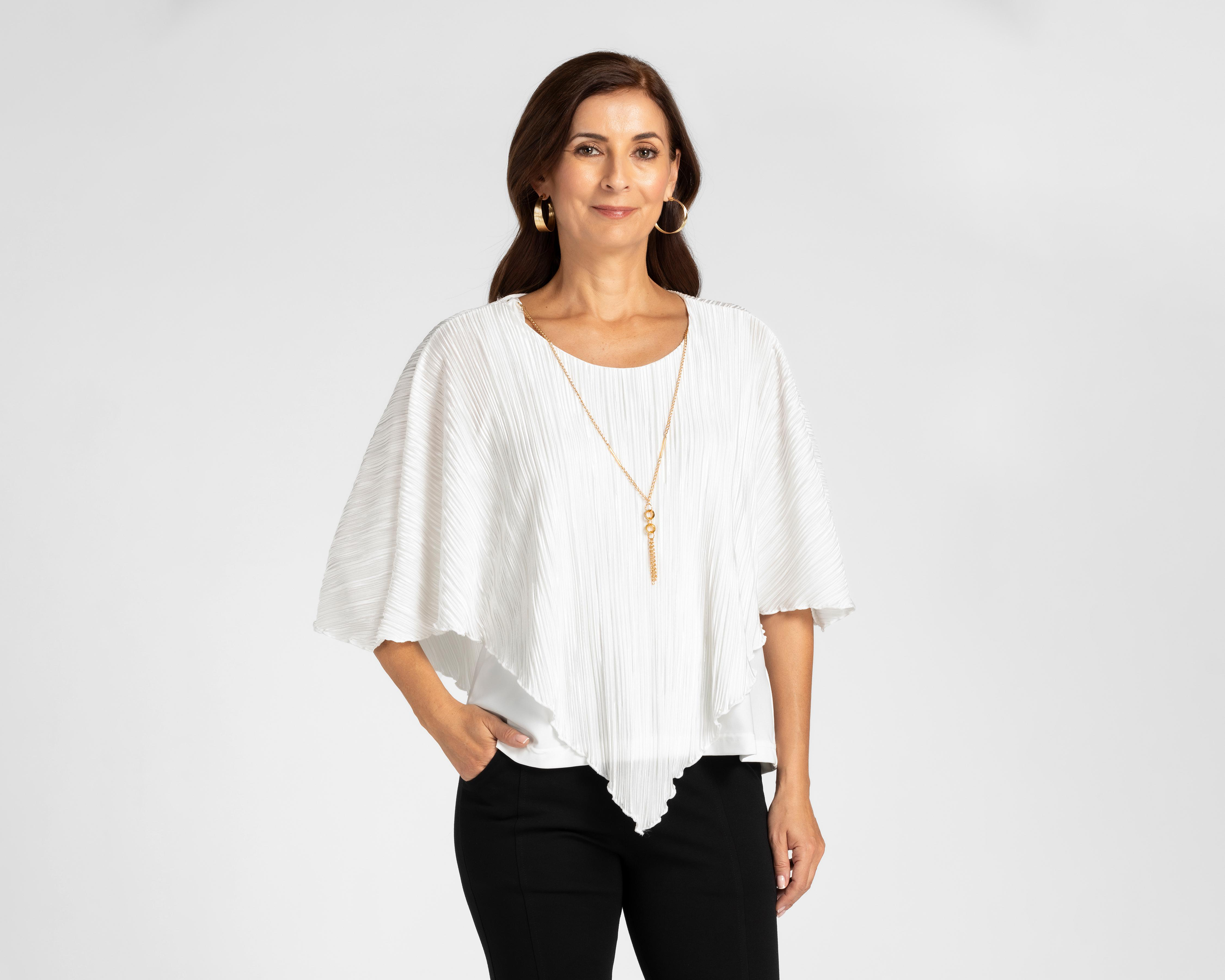 Blusa Sahara Blanca con Capa y Collar
