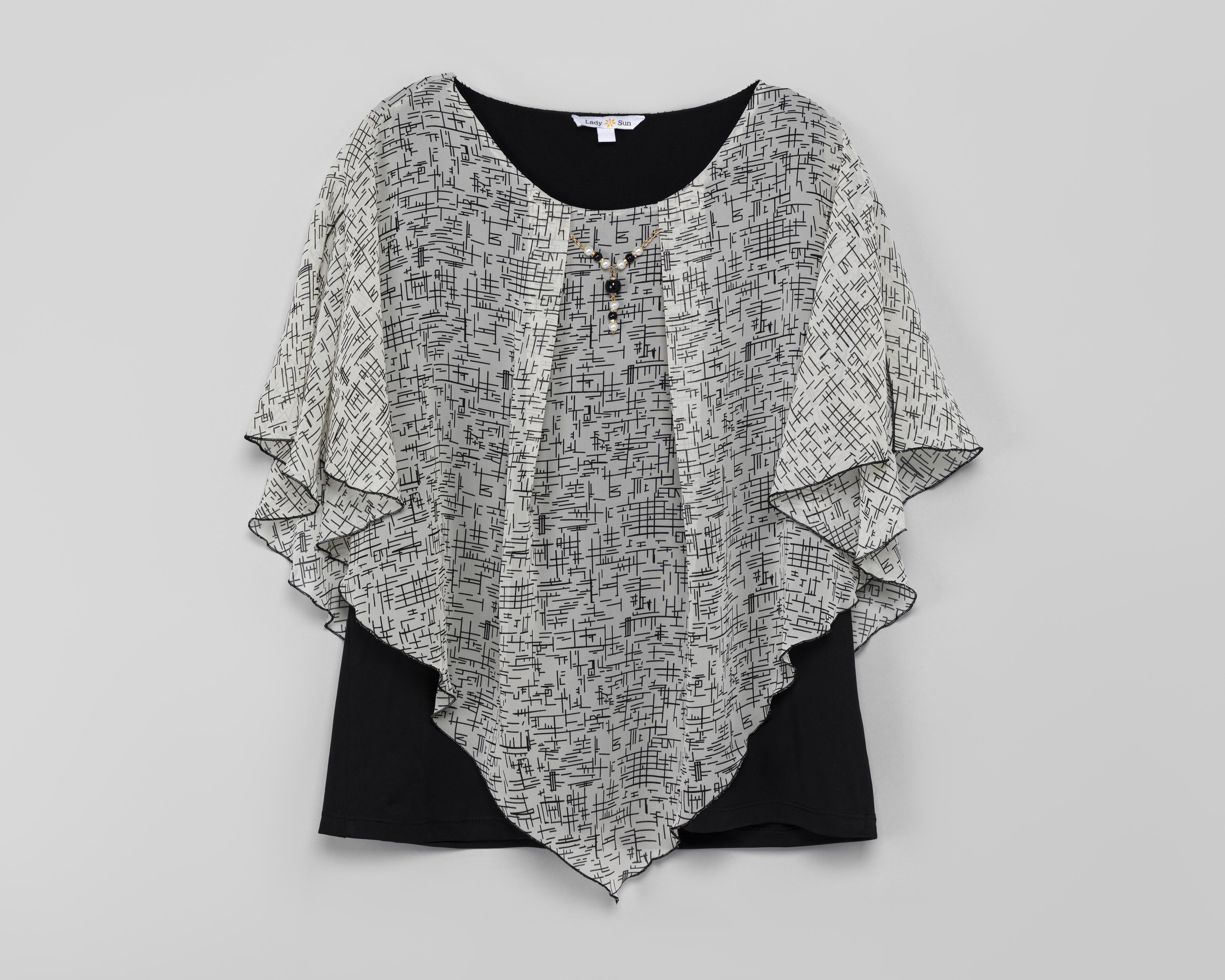 Blusa Lady Sun Estampada con Capa y Collar