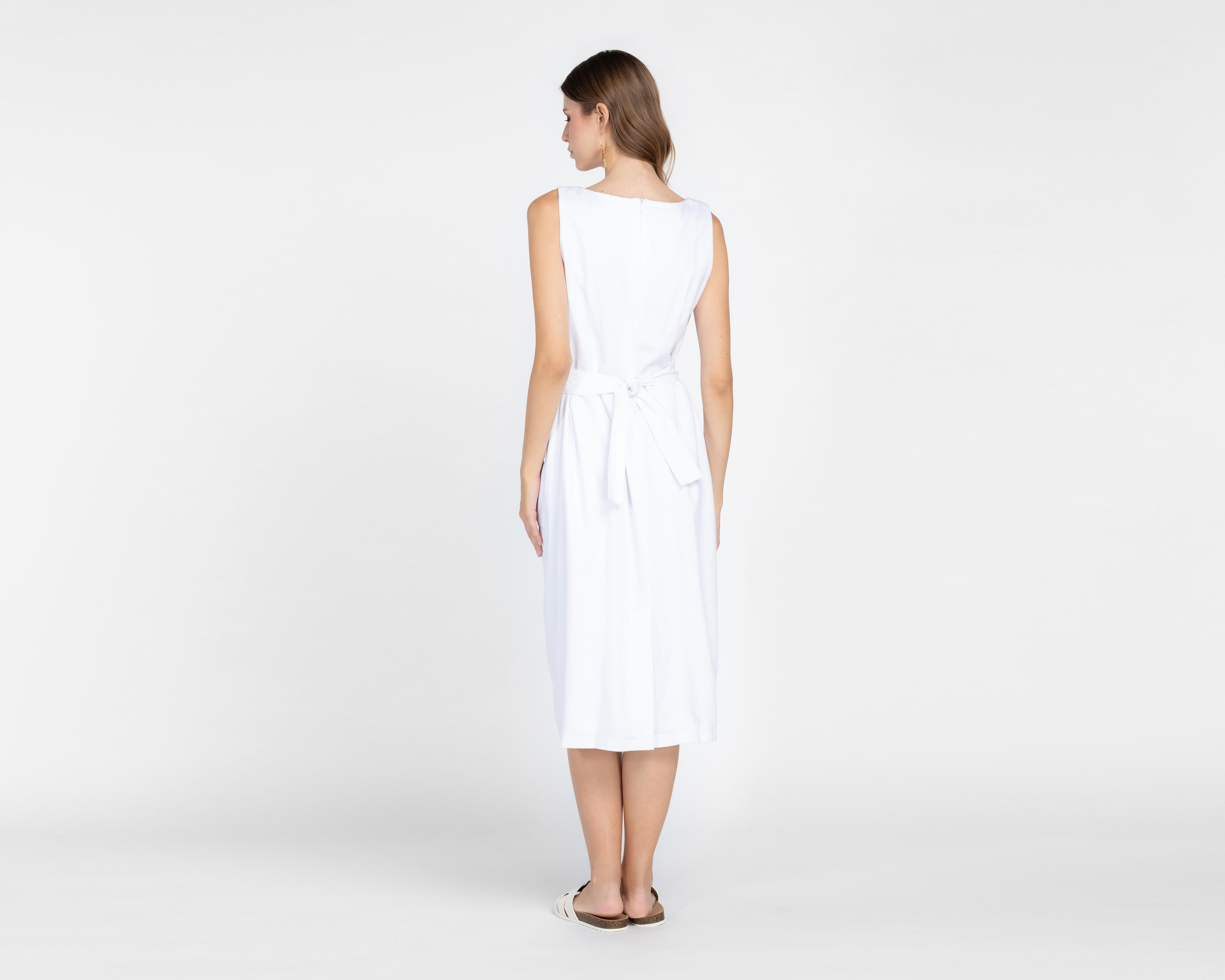 Foto 4 pulgar | Vestido Casual Andiamo sin Mangas Blanco con Bolsas Cargo para Mujer