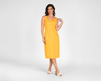 Foto 1 | Vestido Casual Andiamo sin Mangas Amarillo con Bolsas Cargo para Mujer