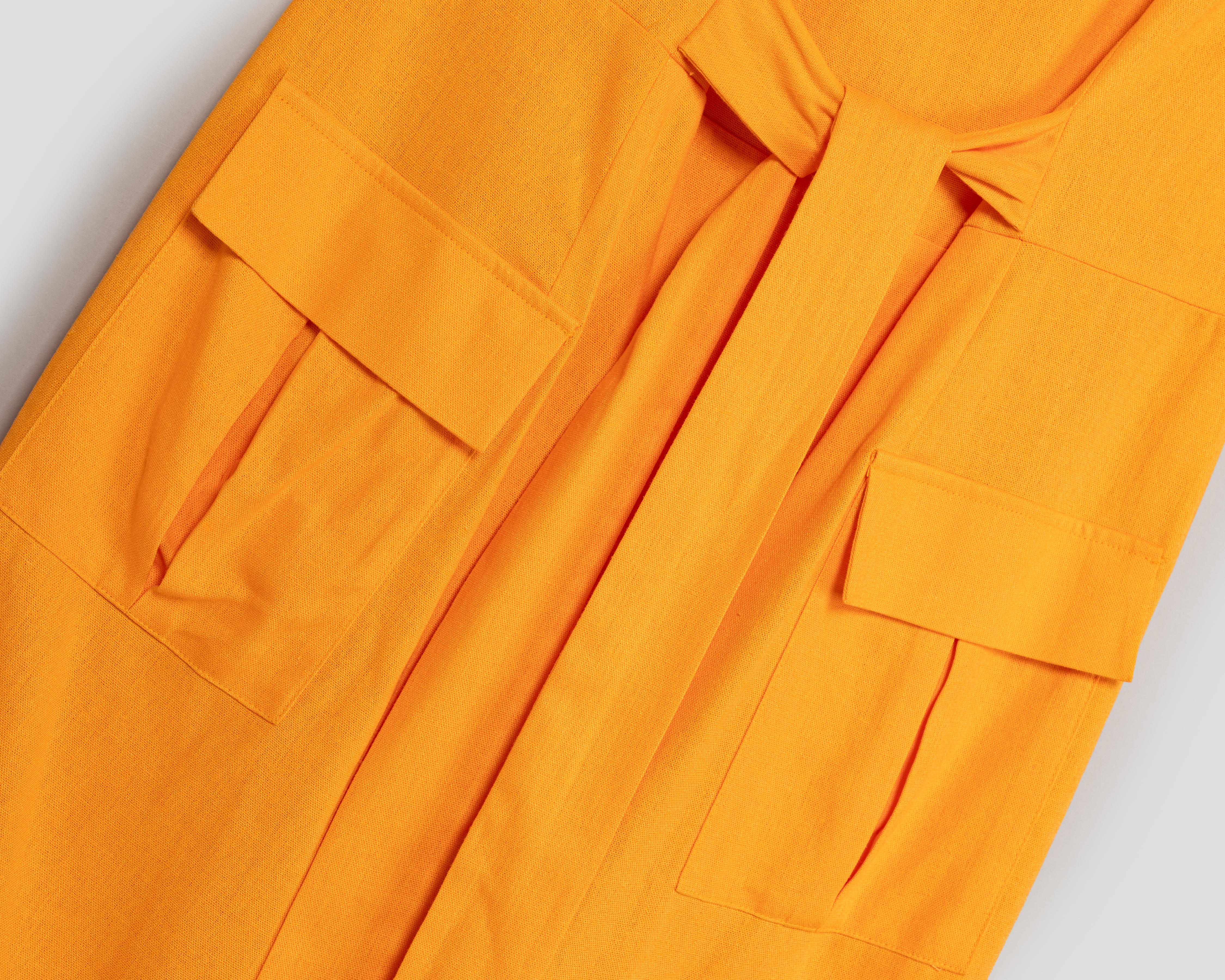 Foto 4 pulgar | Vestido Casual Andiamo sin Mangas Amarillo con Bolsas Cargo para Mujer