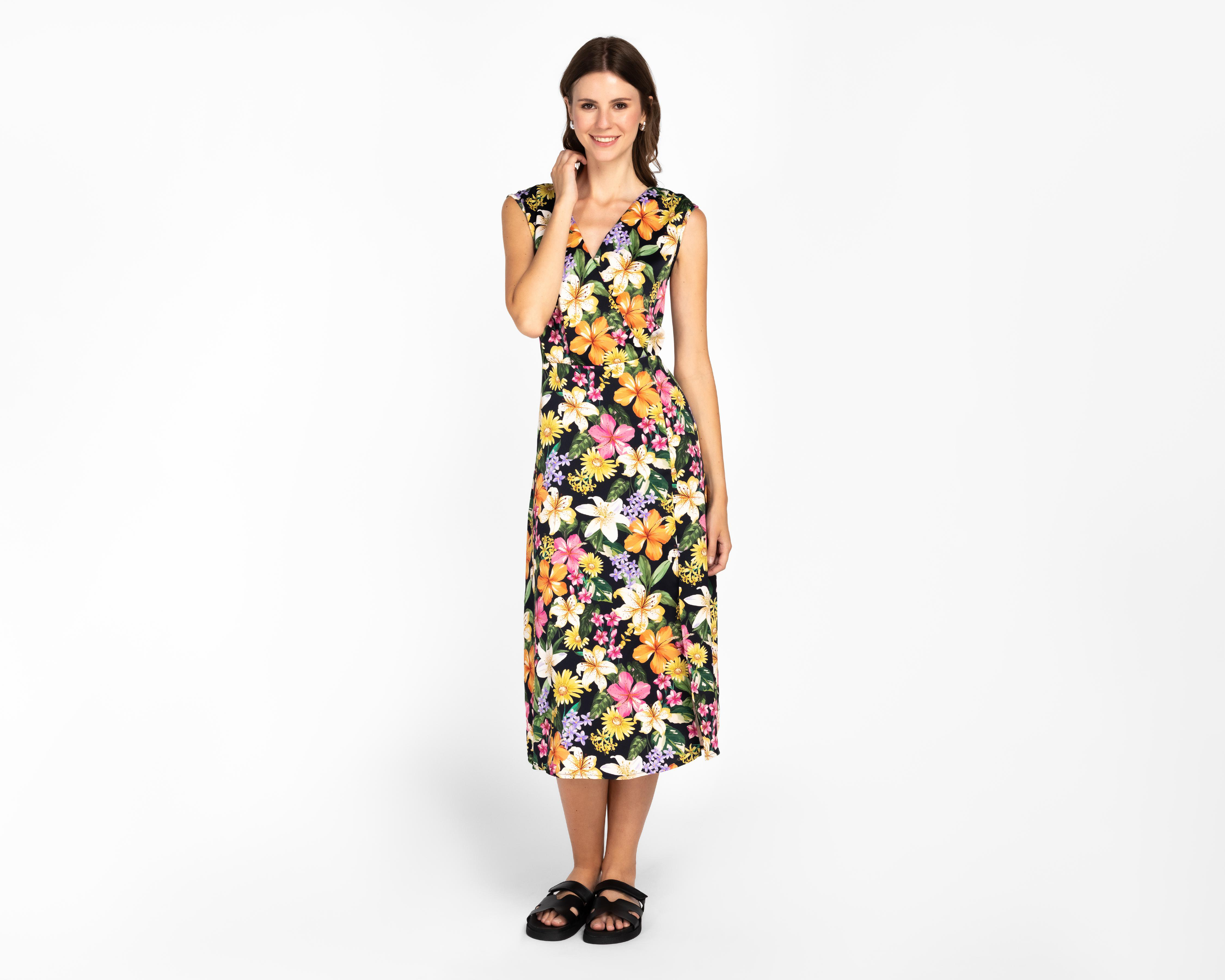 Foto 2 pulgar | Vestido Casual Andiamo Floral sin Mangas con Escote V para Mujer