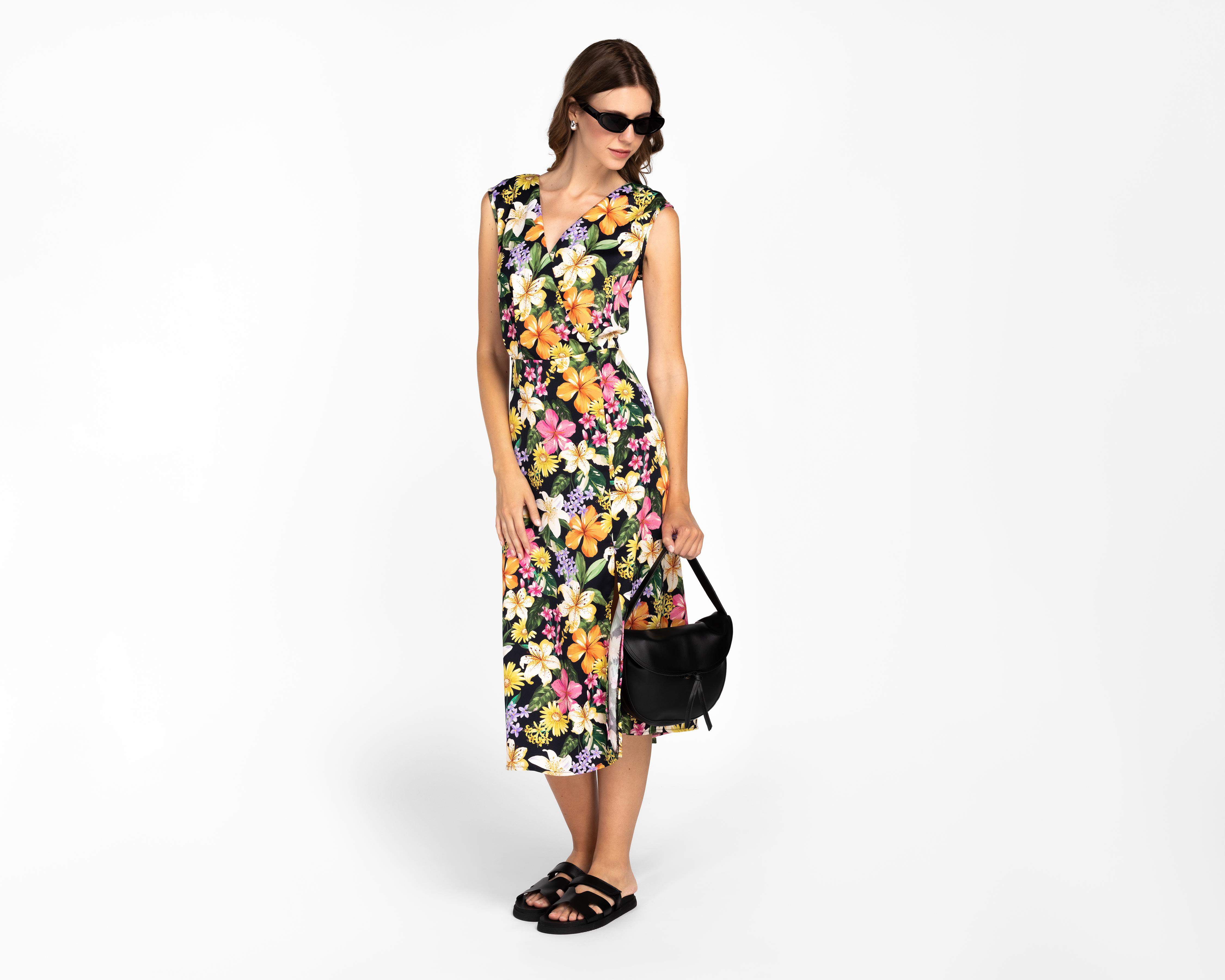 Foto 3 pulgar | Vestido Casual Andiamo Floral sin Mangas con Escote V para Mujer