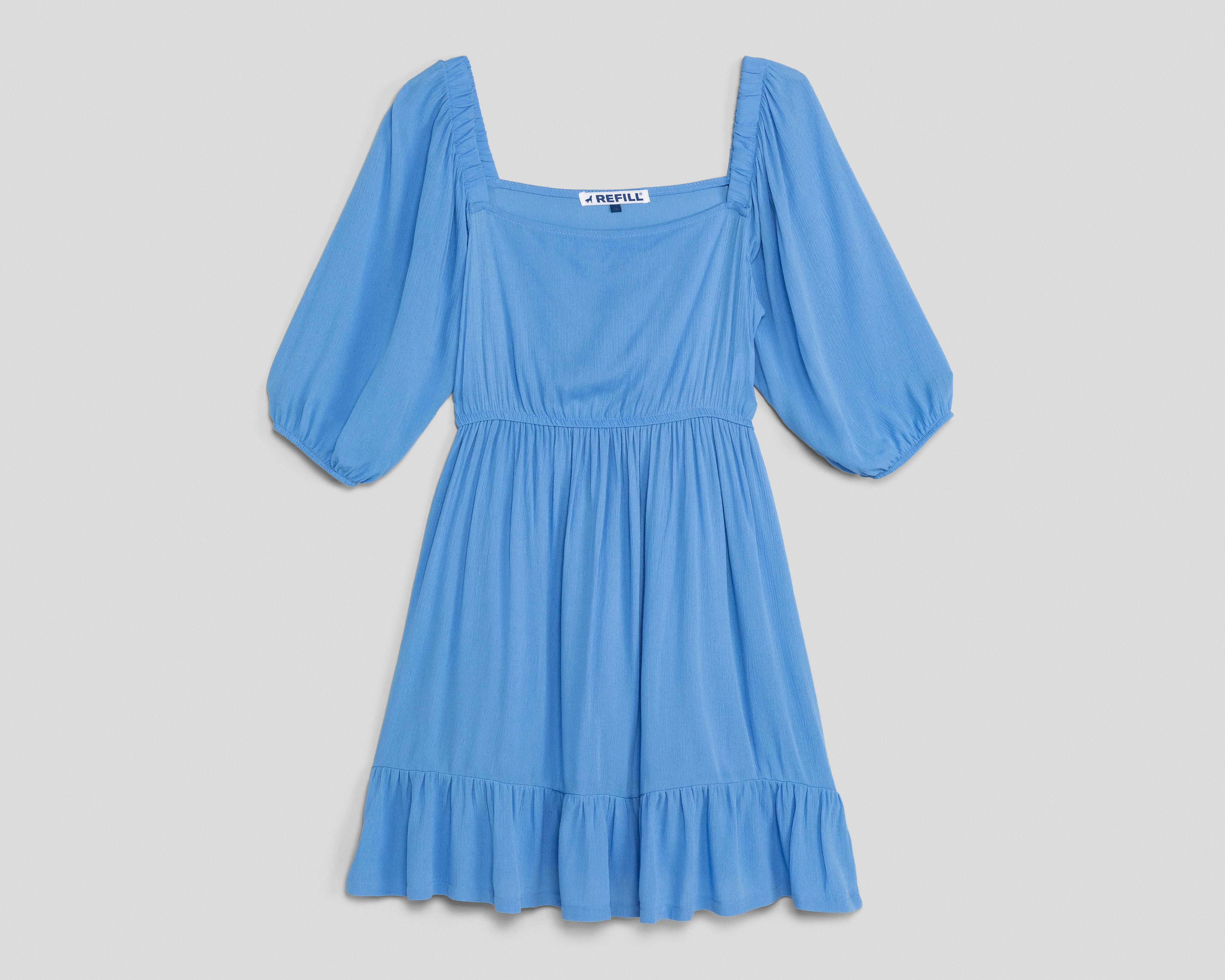 Foto 1 | Vestido Casual Refill Azul Manga 3/4 Corto para Mujer