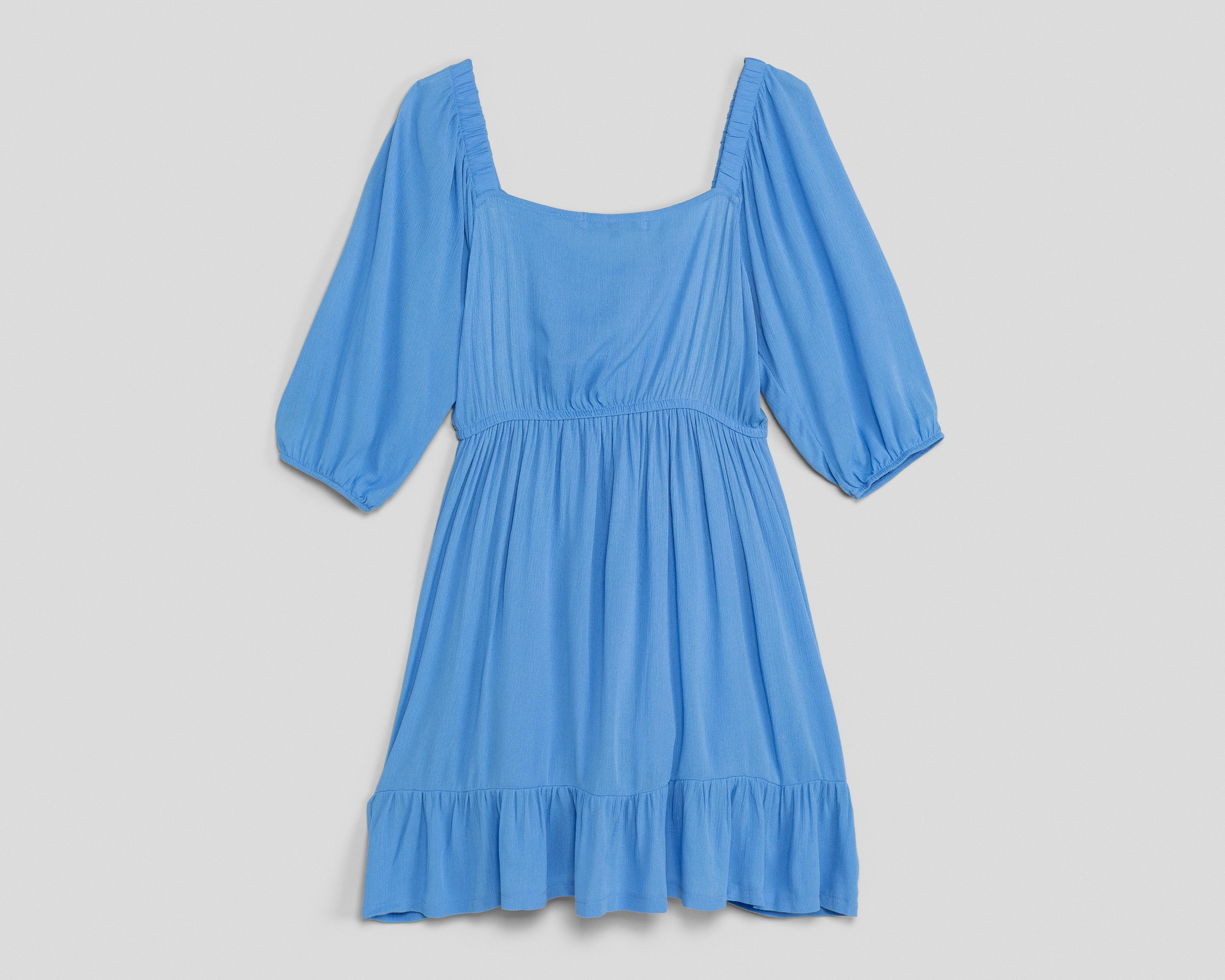 Foto 3 pulgar | Vestido Casual Refill Azul Manga 3/4 Corto para Mujer