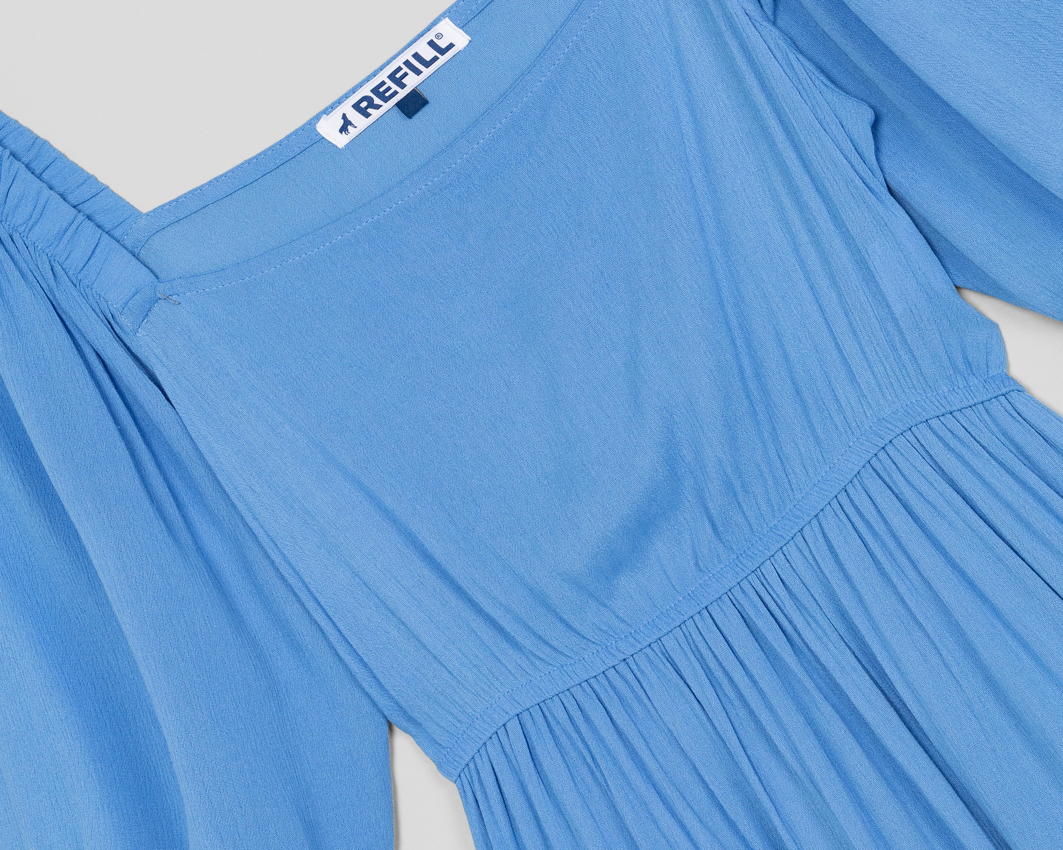 Foto 3 | Vestido Casual Refill Azul Manga 3/4 Corto para Mujer