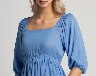 Foto 4 | Vestido Casual Refill Azul Manga 3/4 Corto para Mujer