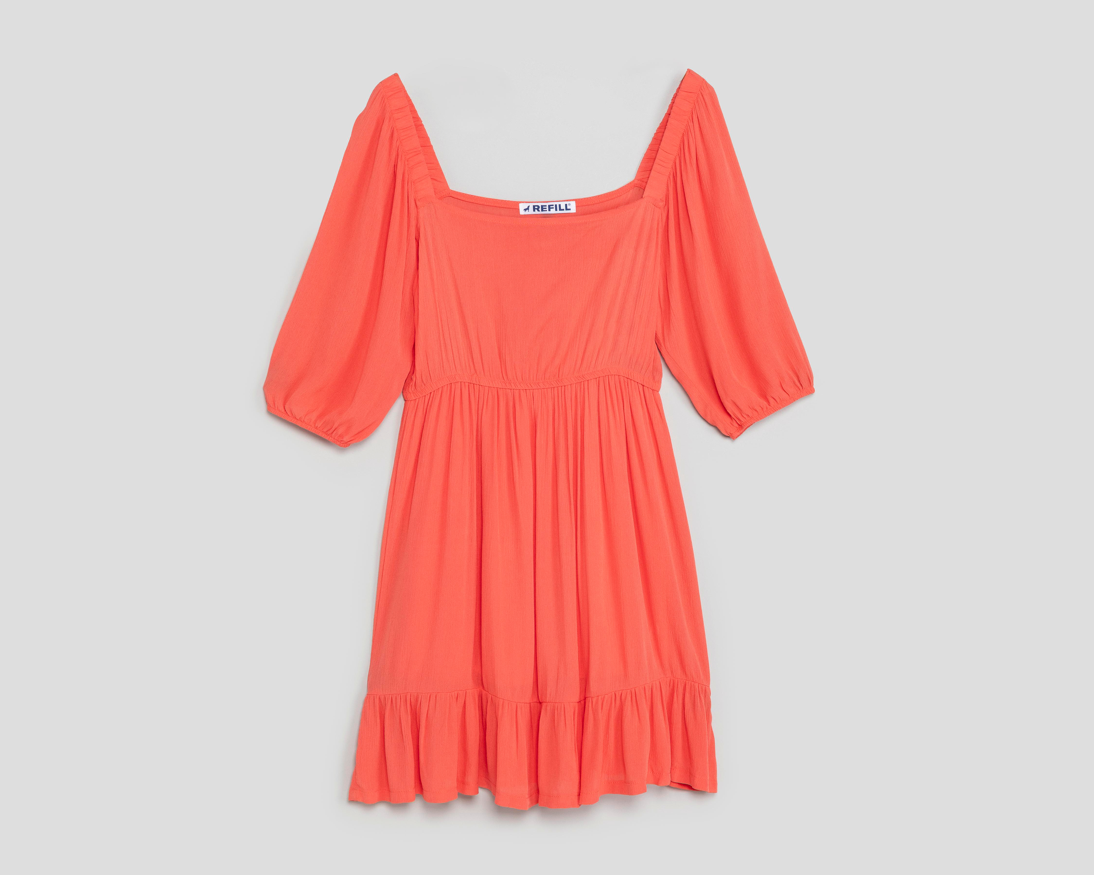 Foto 2 pulgar | Vestido Casual Refill Salmón Manga 3/4 Corto para Mujer