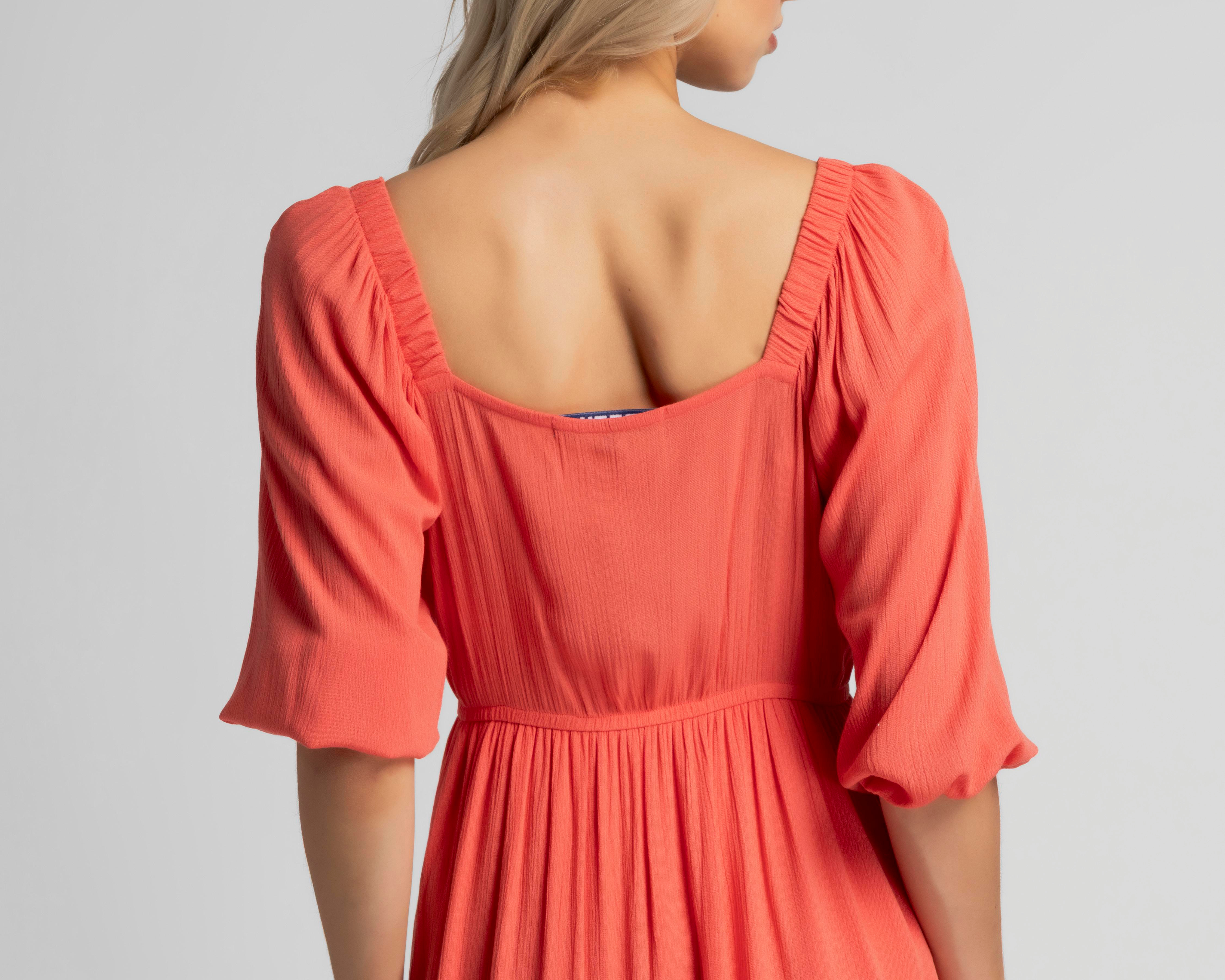 Foto 5 | Vestido Casual Refill Salmón Manga 3/4 Corto para Mujer
