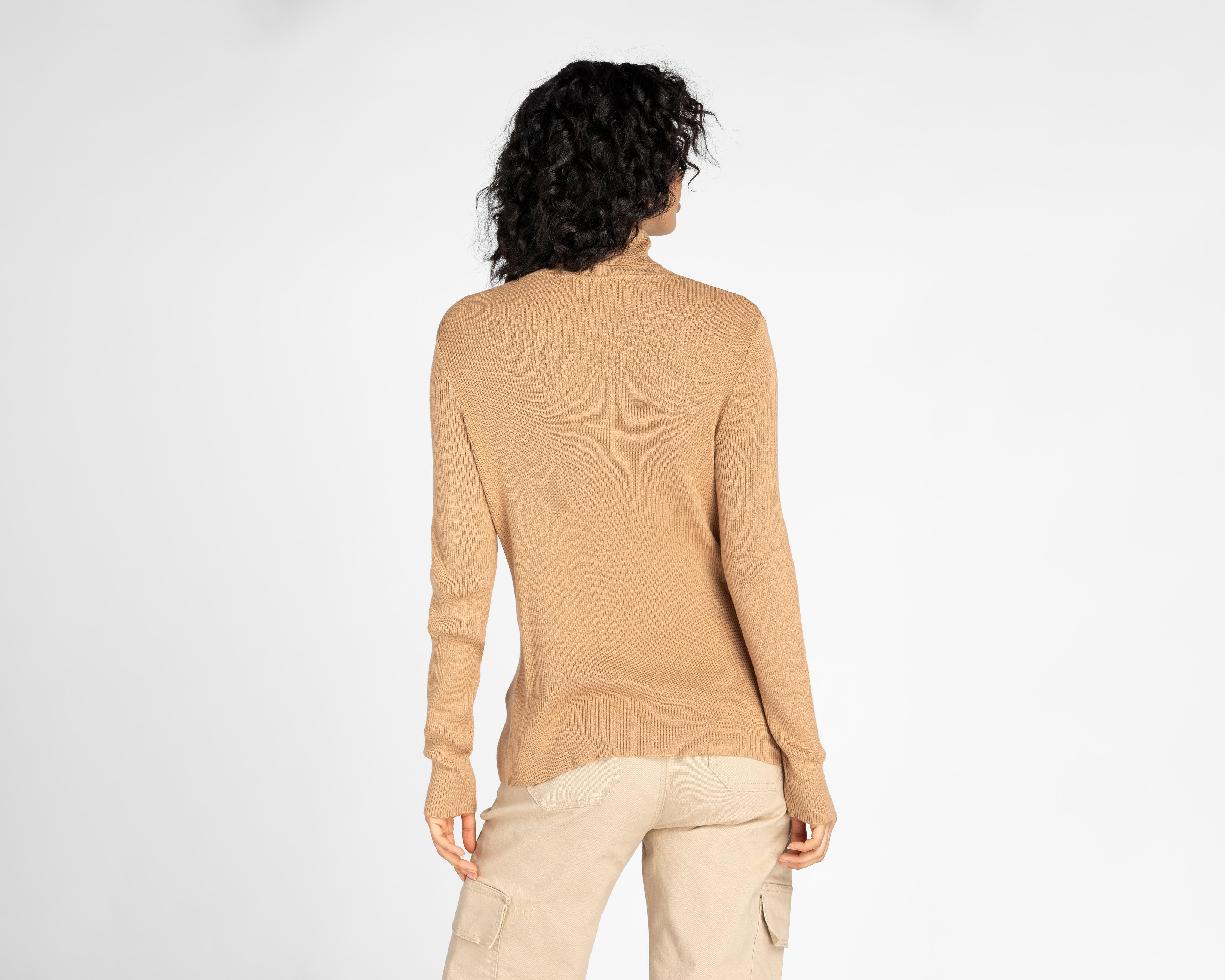 Foto 4 pulgar | Suéter Refill Beige Cuello Alto