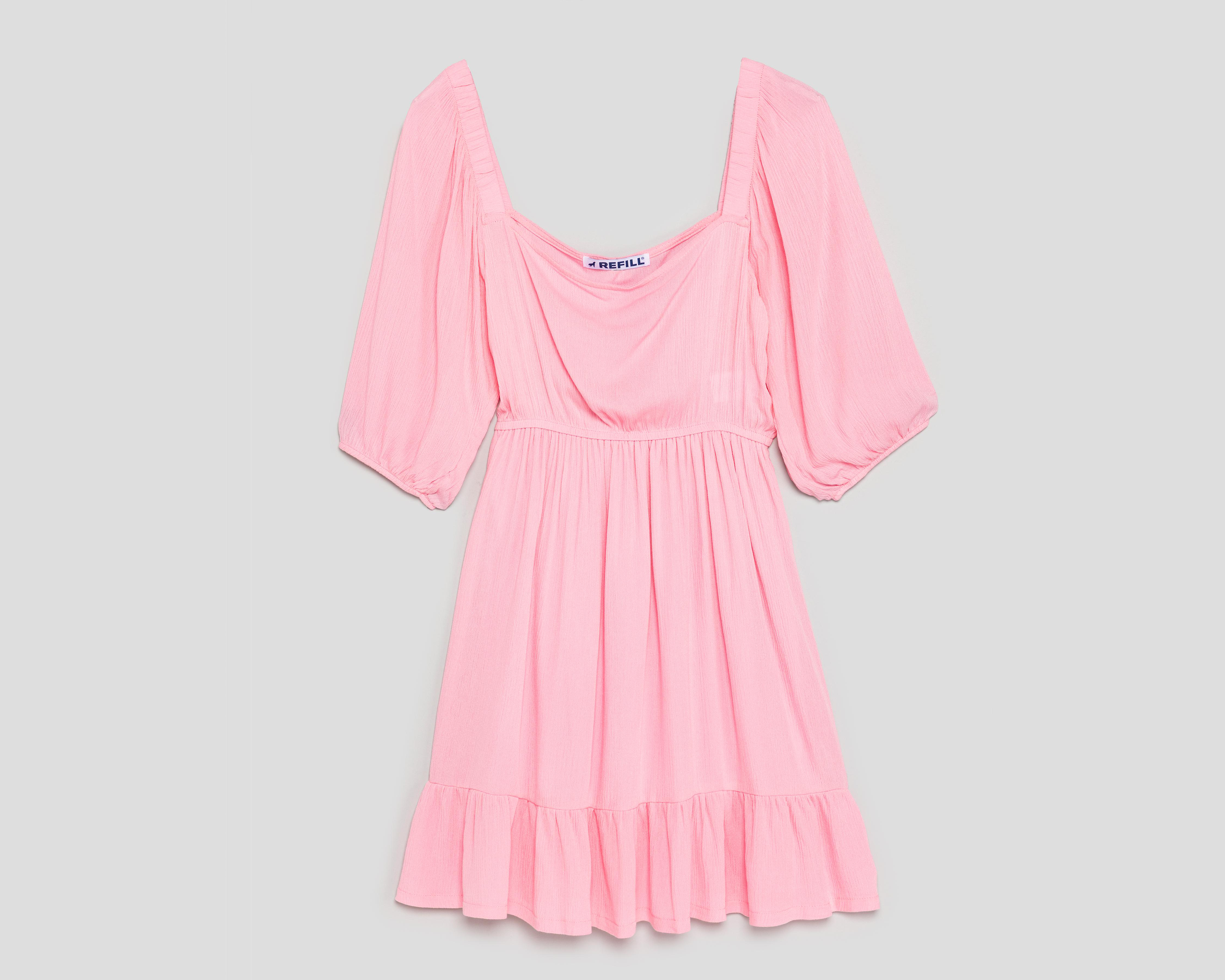 Foto 2 pulgar | Vestido Casual Refill Rosa Manga 3/4 Corto para Mujer