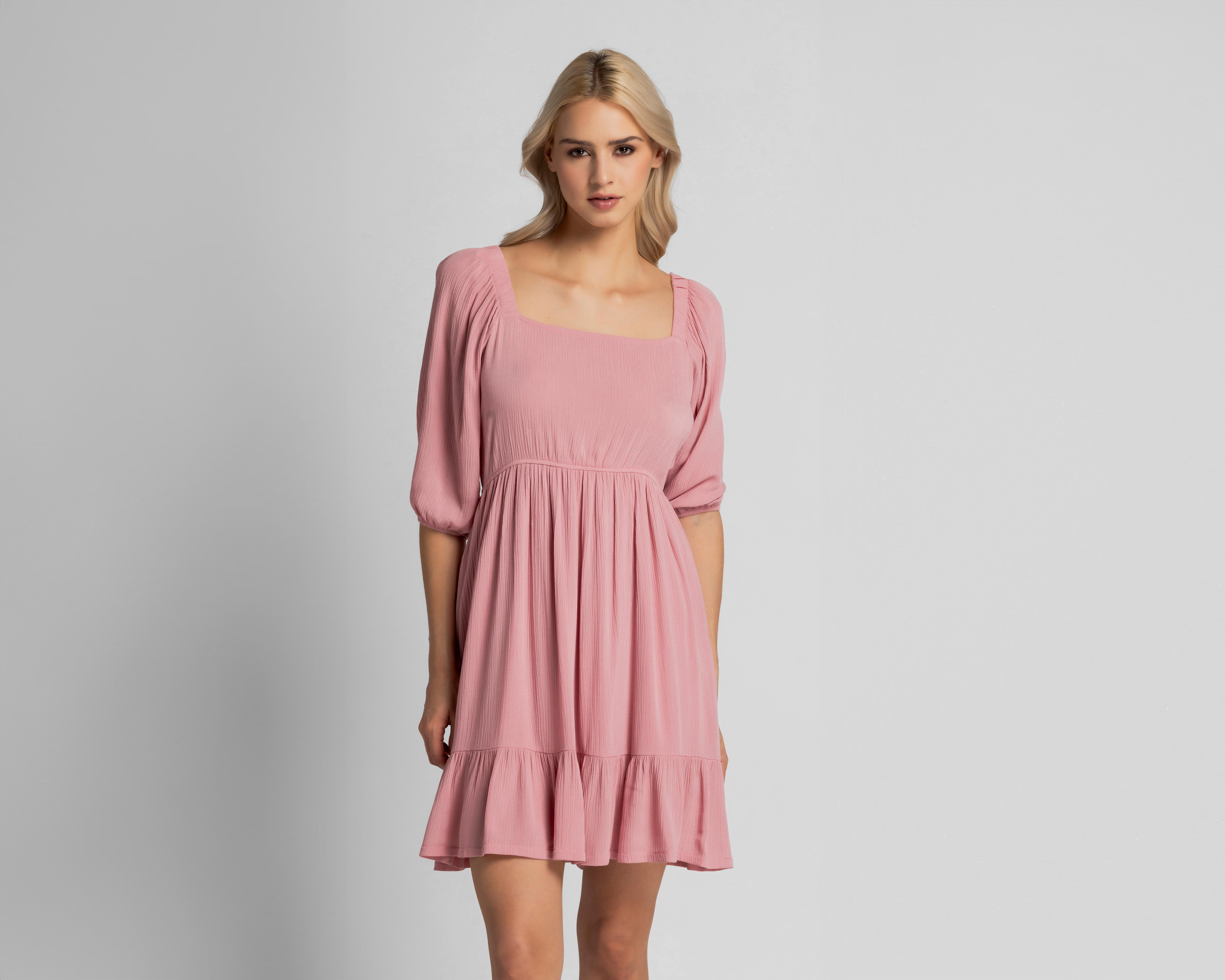 Vestido Casual Refill Rosa Manga 3/4 Corto para Mujer $299