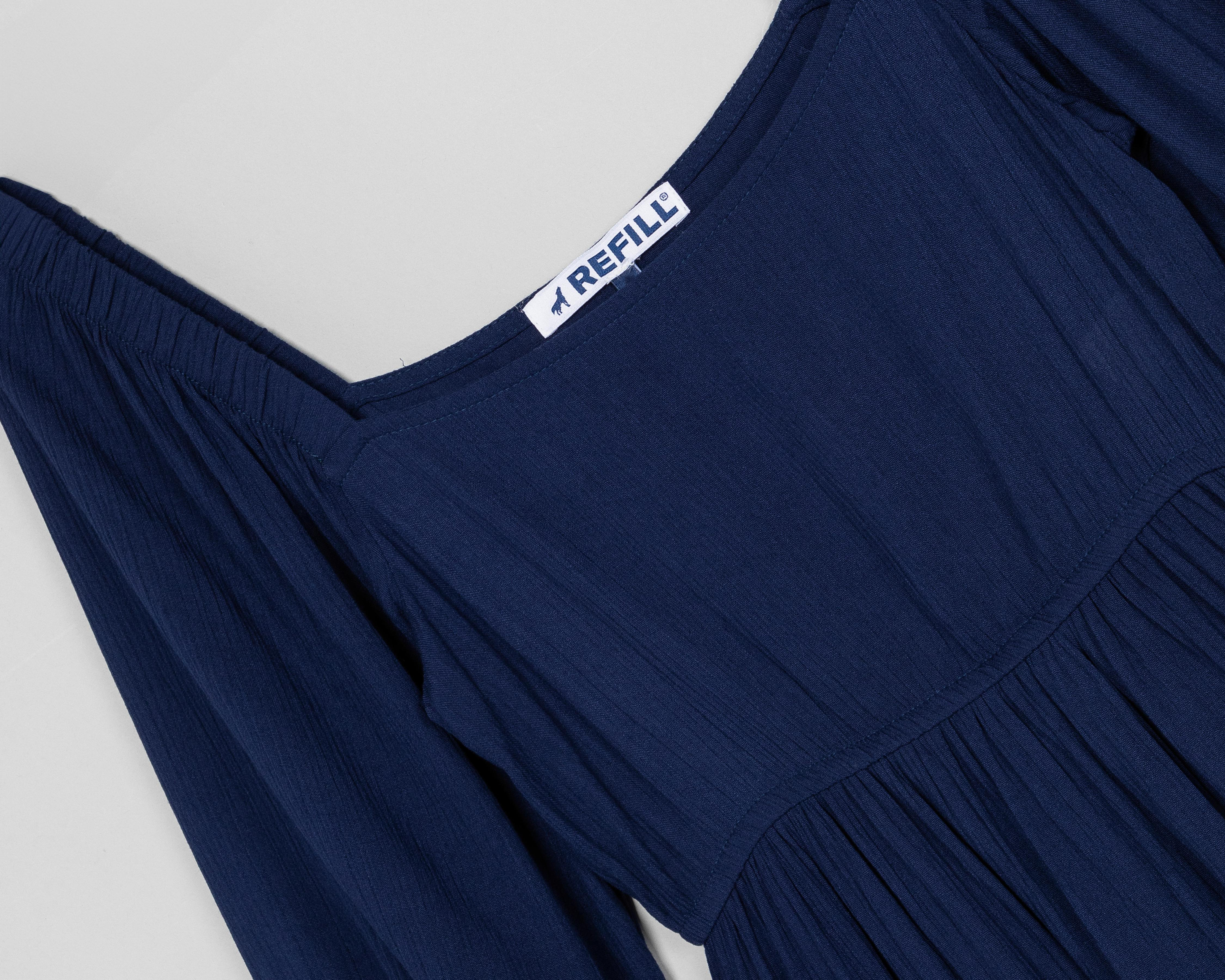 Foto 4 pulgar | Vestido Casual Refill Manga 3/4 Azul Marino para Mujer