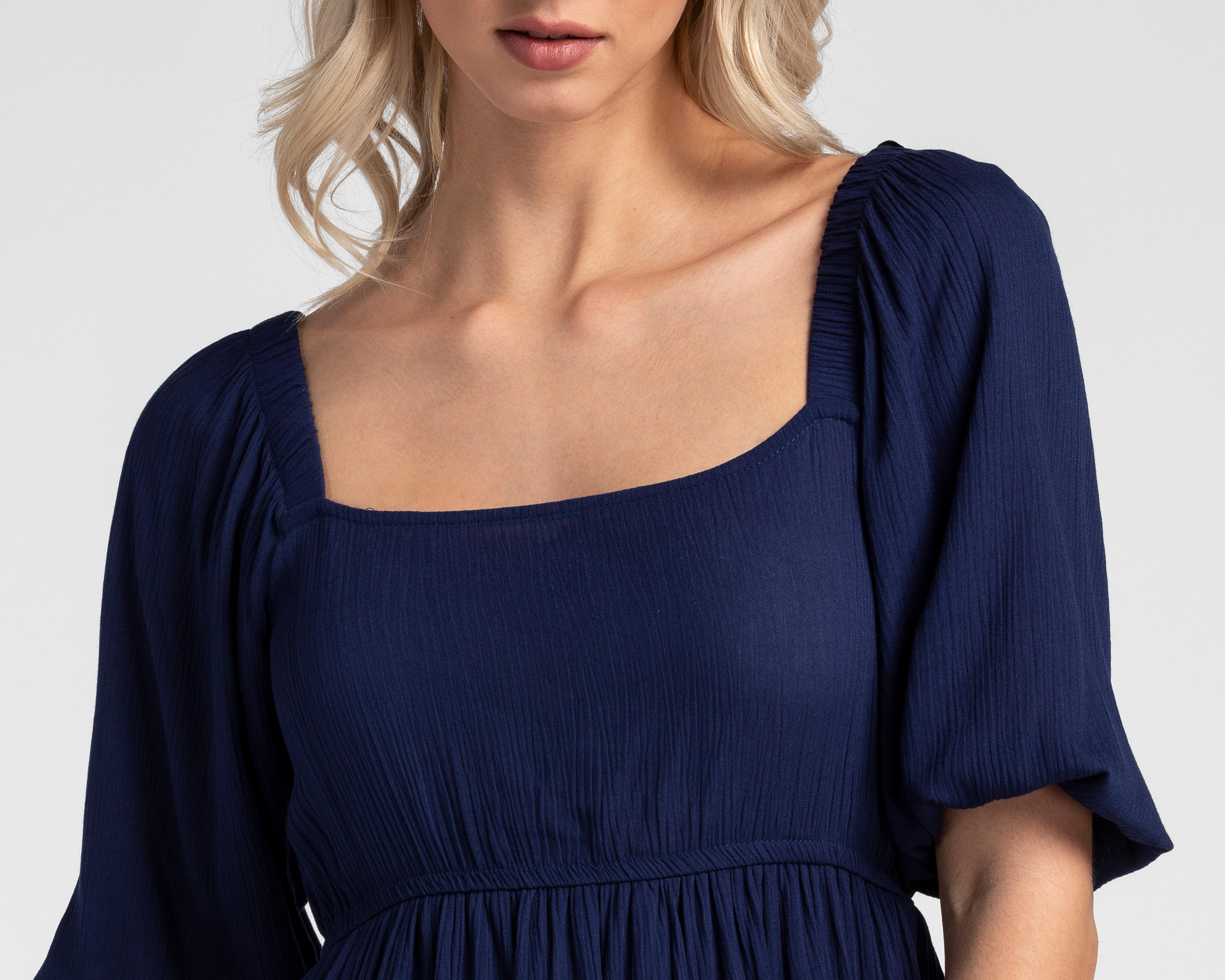 Foto 4 | Vestido Casual Refill Manga 3/4 Azul Marino para Mujer