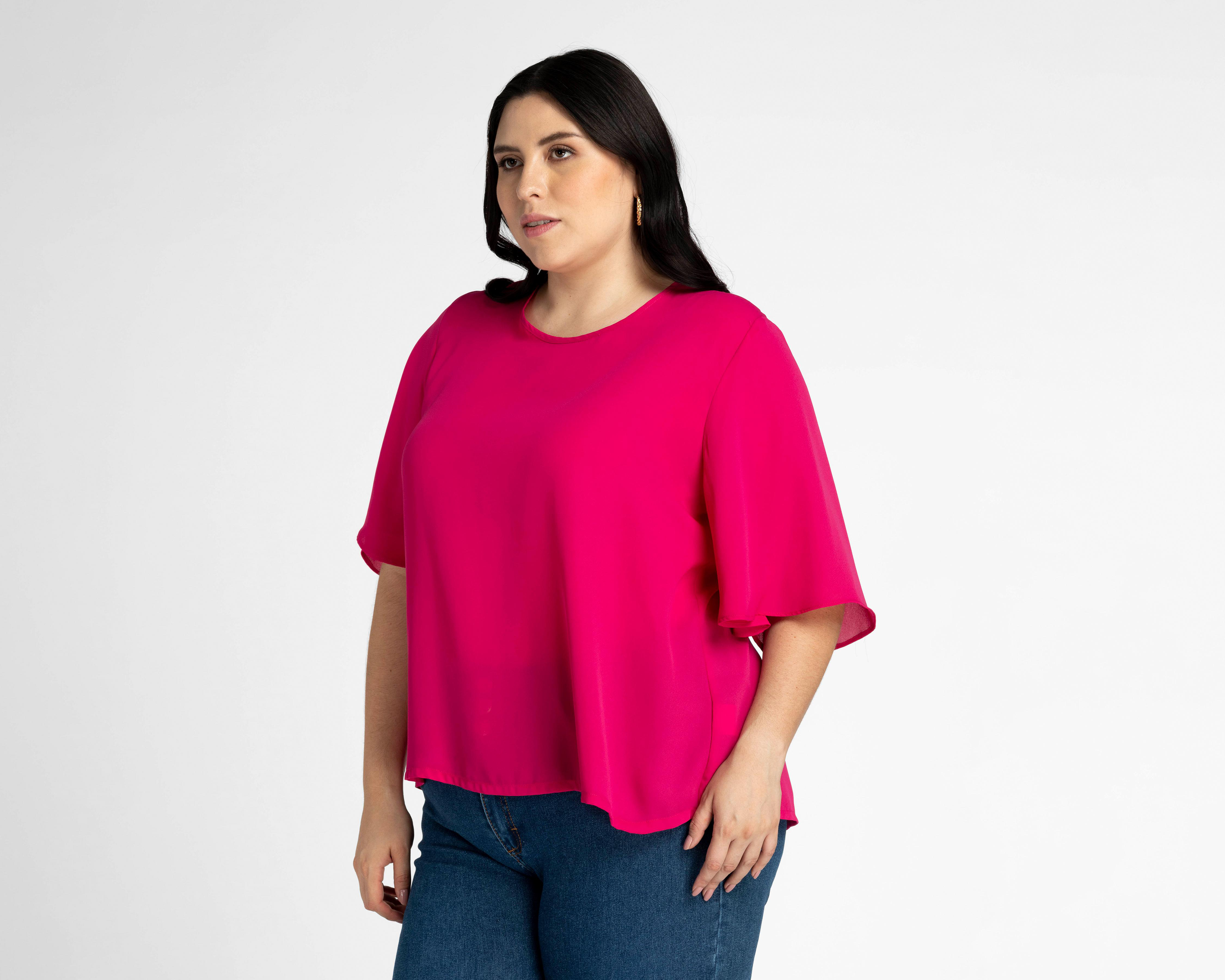 Foto 2 pulgar | Blusa Lady Sun Rosa Manga Mariposa y Collar