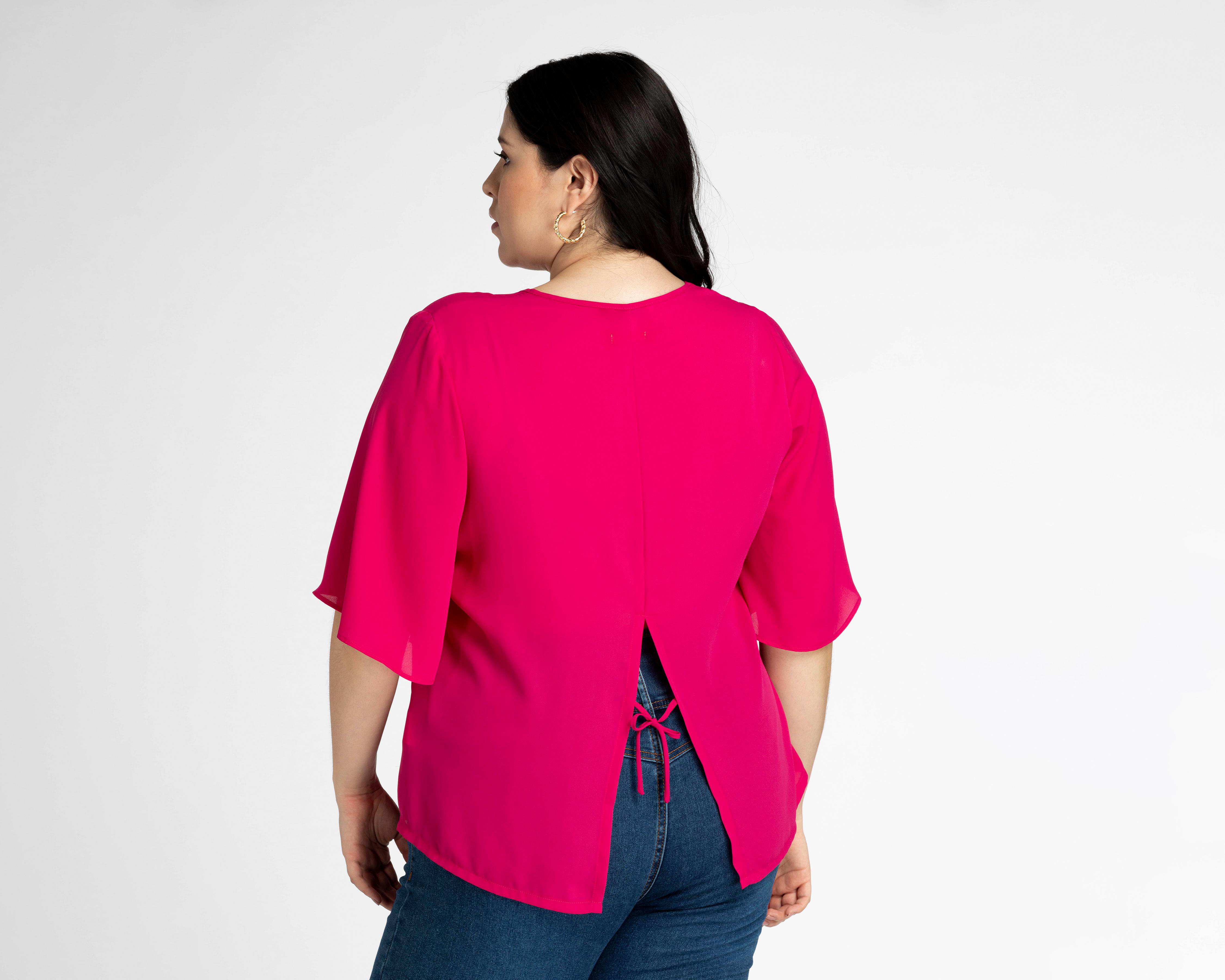 Foto 4 pulgar | Blusa Lady Sun Rosa Manga Mariposa y Collar