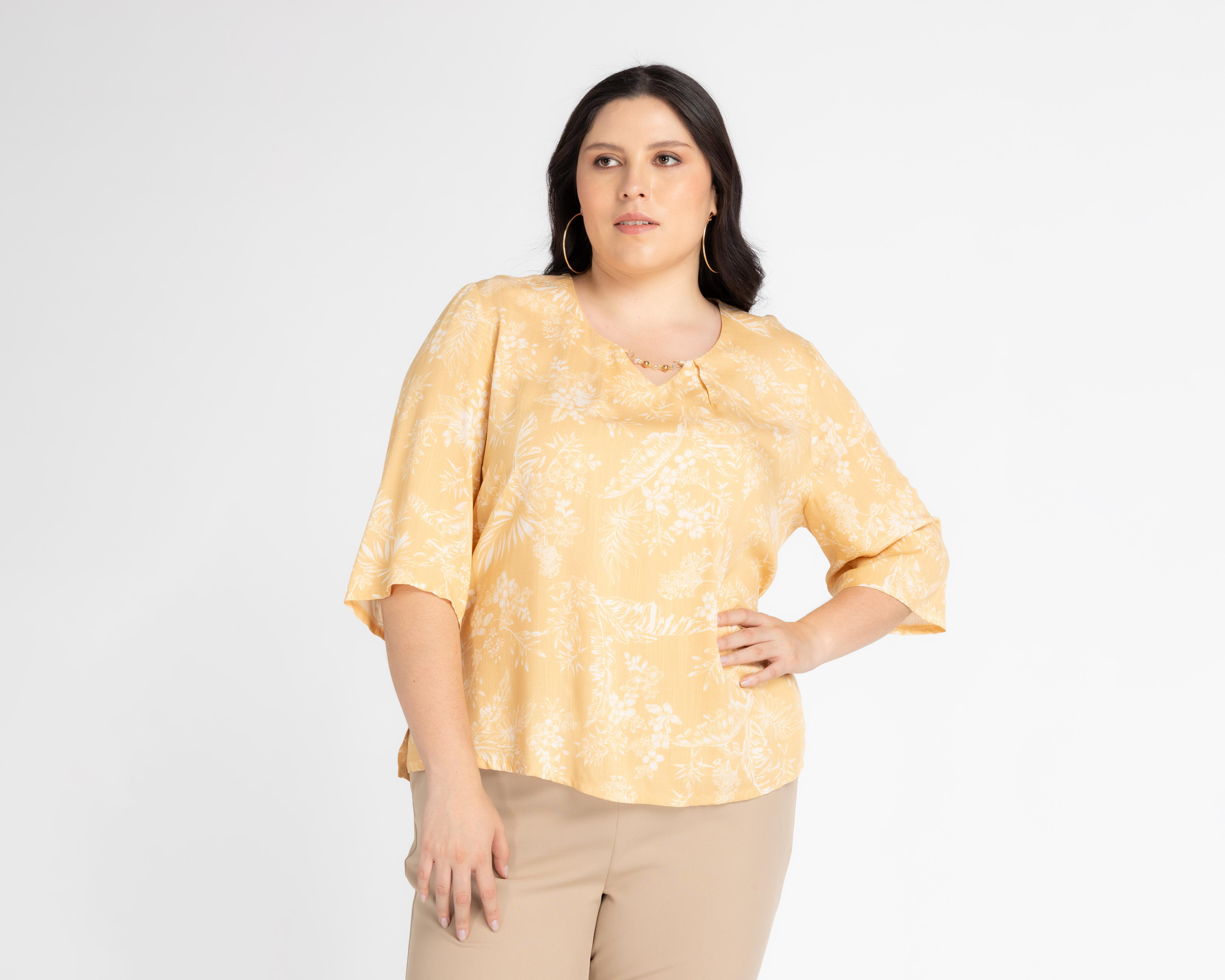 Foto 2 pulgar | Blusa Lady Sun Manga 3/4 con Estampado Floral