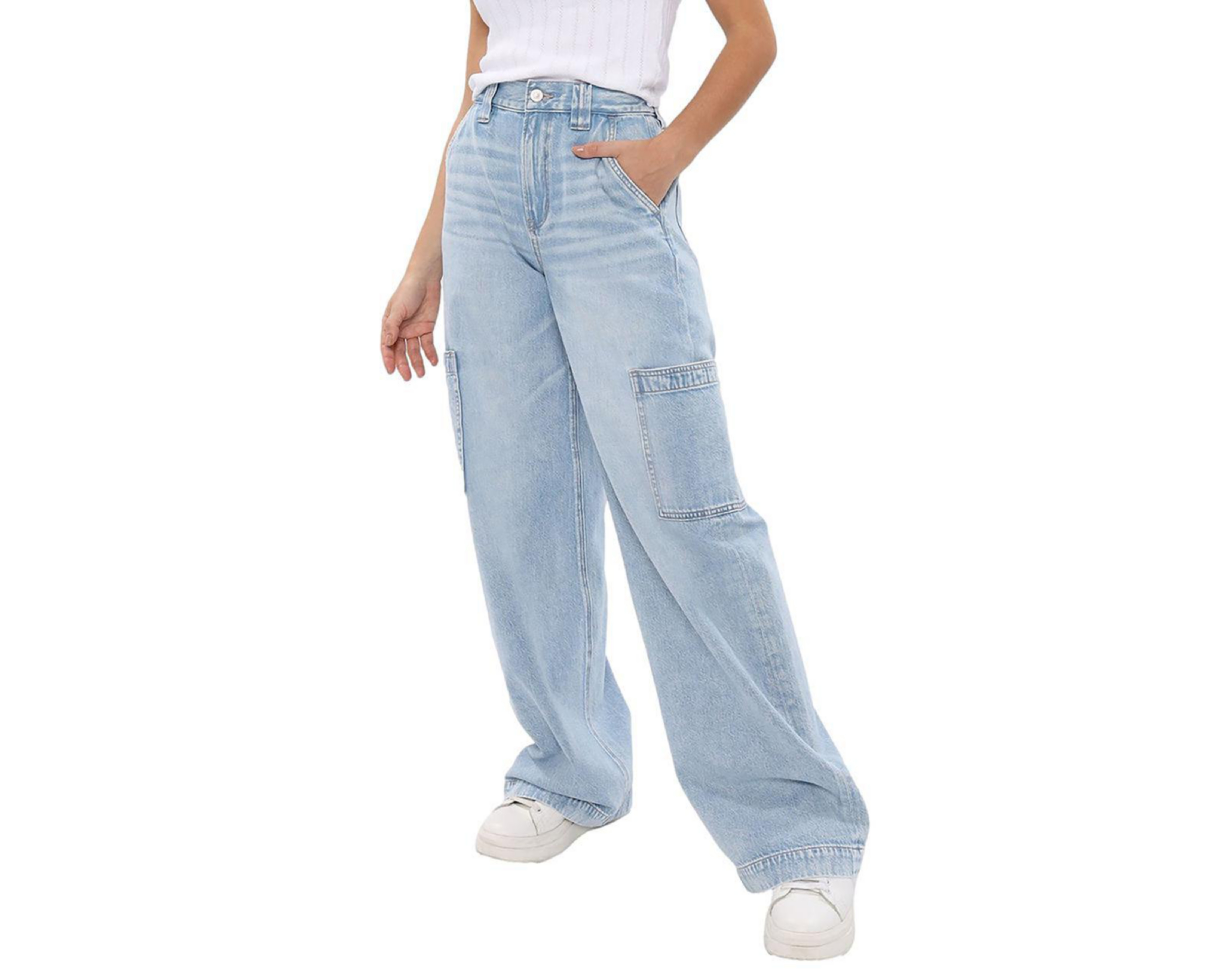 Foto 2 pulgar | Jeans American Eagle Super High-Waisted Baggy Wide-Leg Deslavados