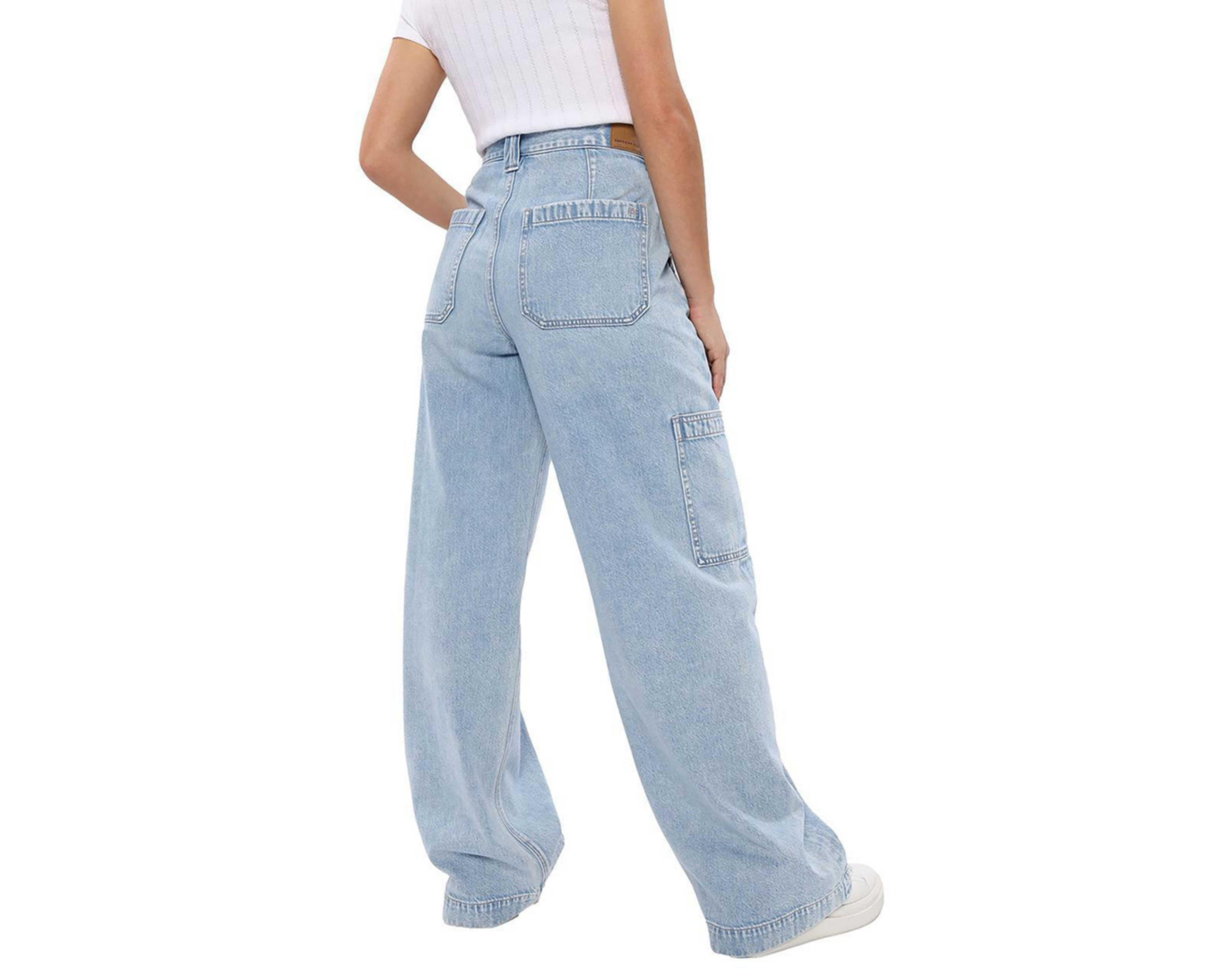 Foto 3 pulgar | Jeans American Eagle Super High-Waisted Baggy Wide-Leg Deslavados