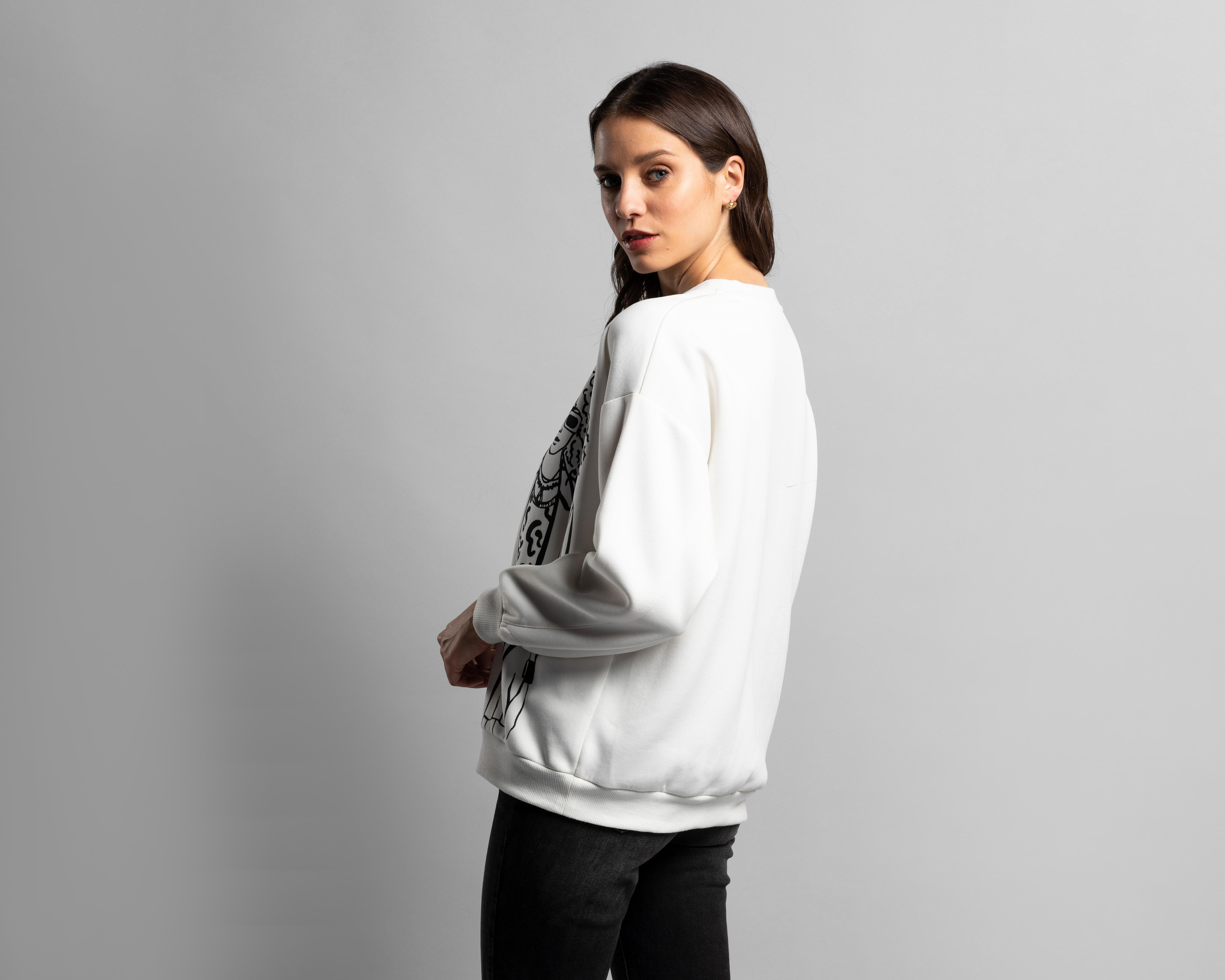 Foto 3 | Sudadera Thinner Blanca con Estampado