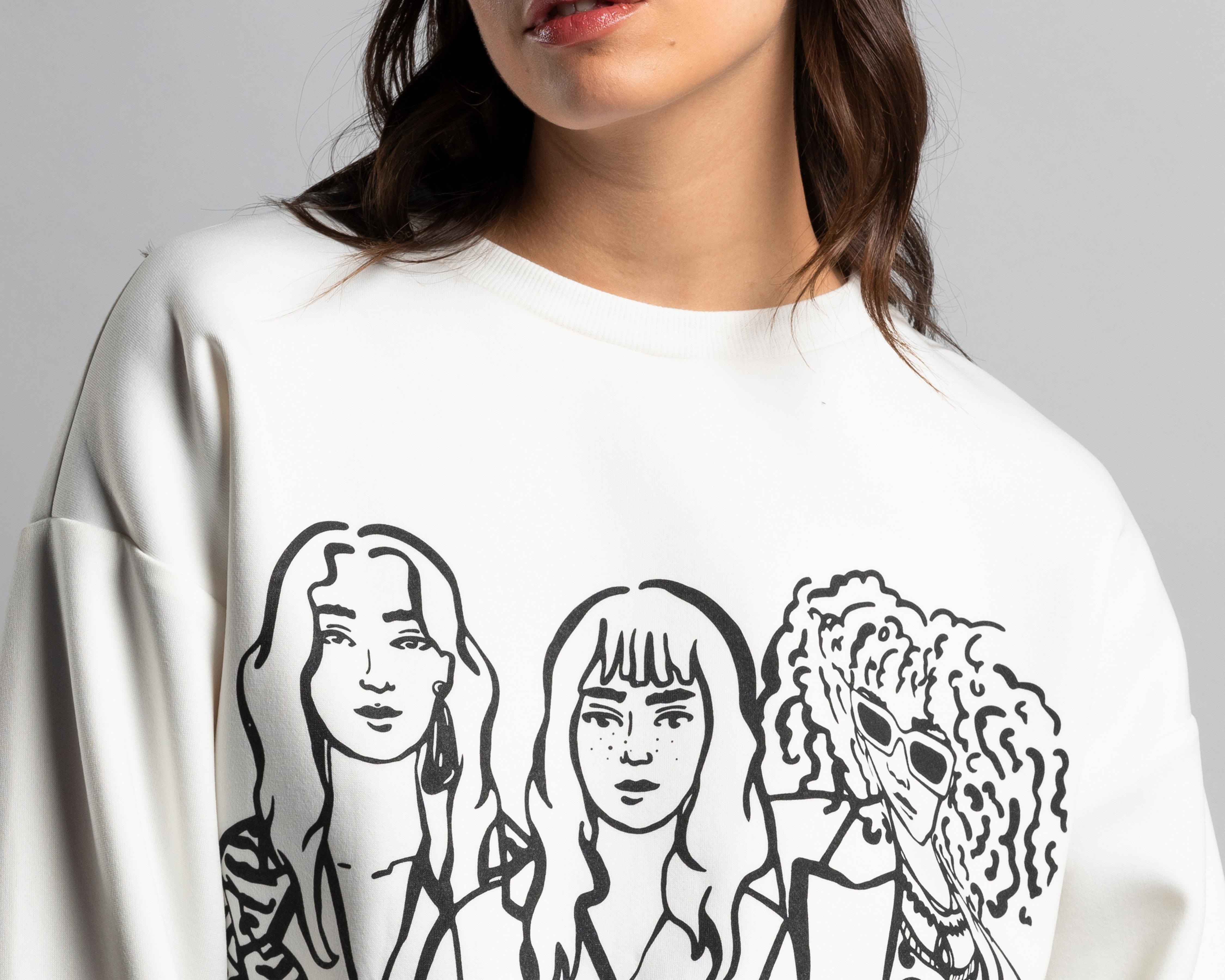 Foto 4 | Sudadera Thinner Blanca con Estampado
