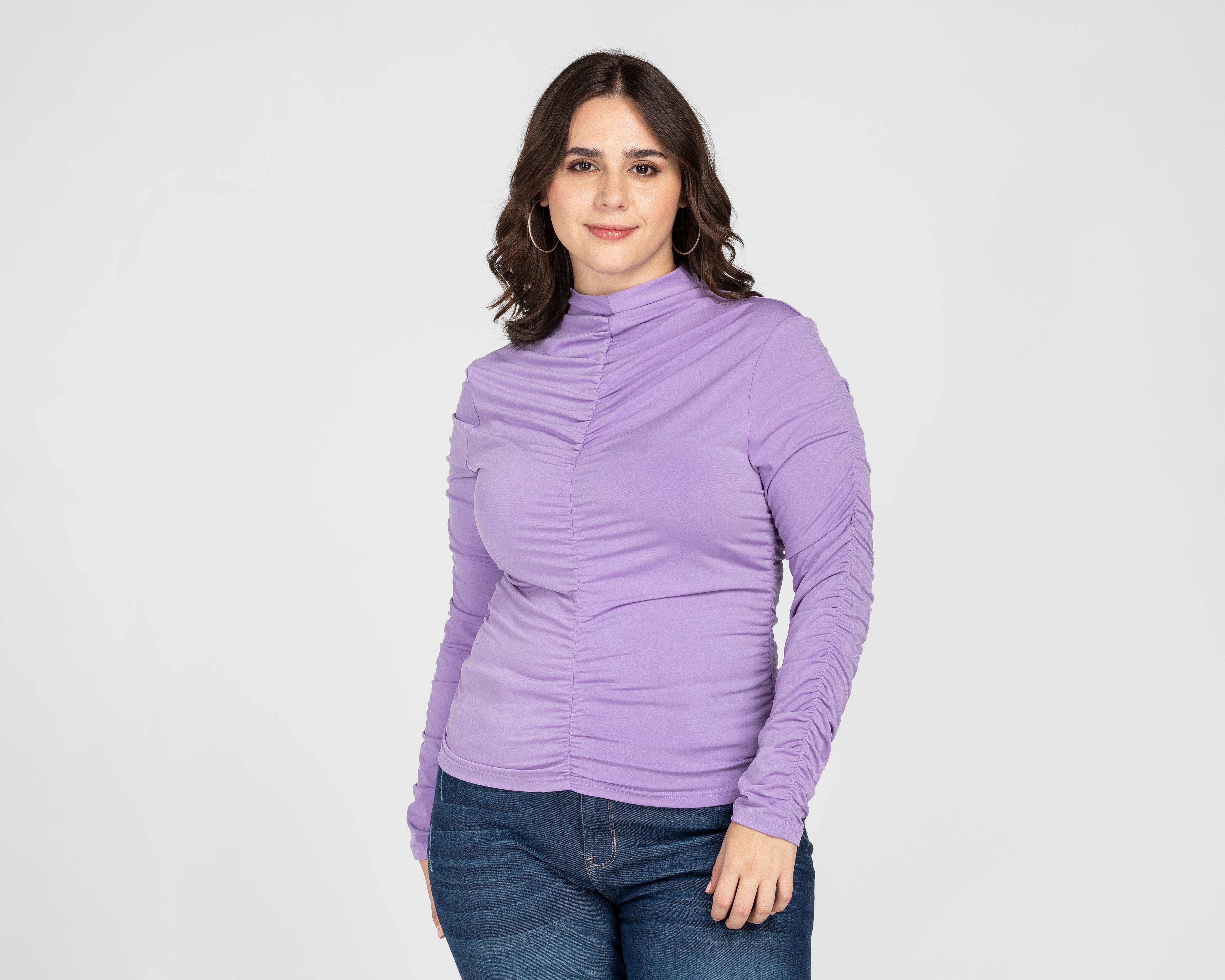 Foto 5 pulgar | Playera Bebe Lila con Zurcido