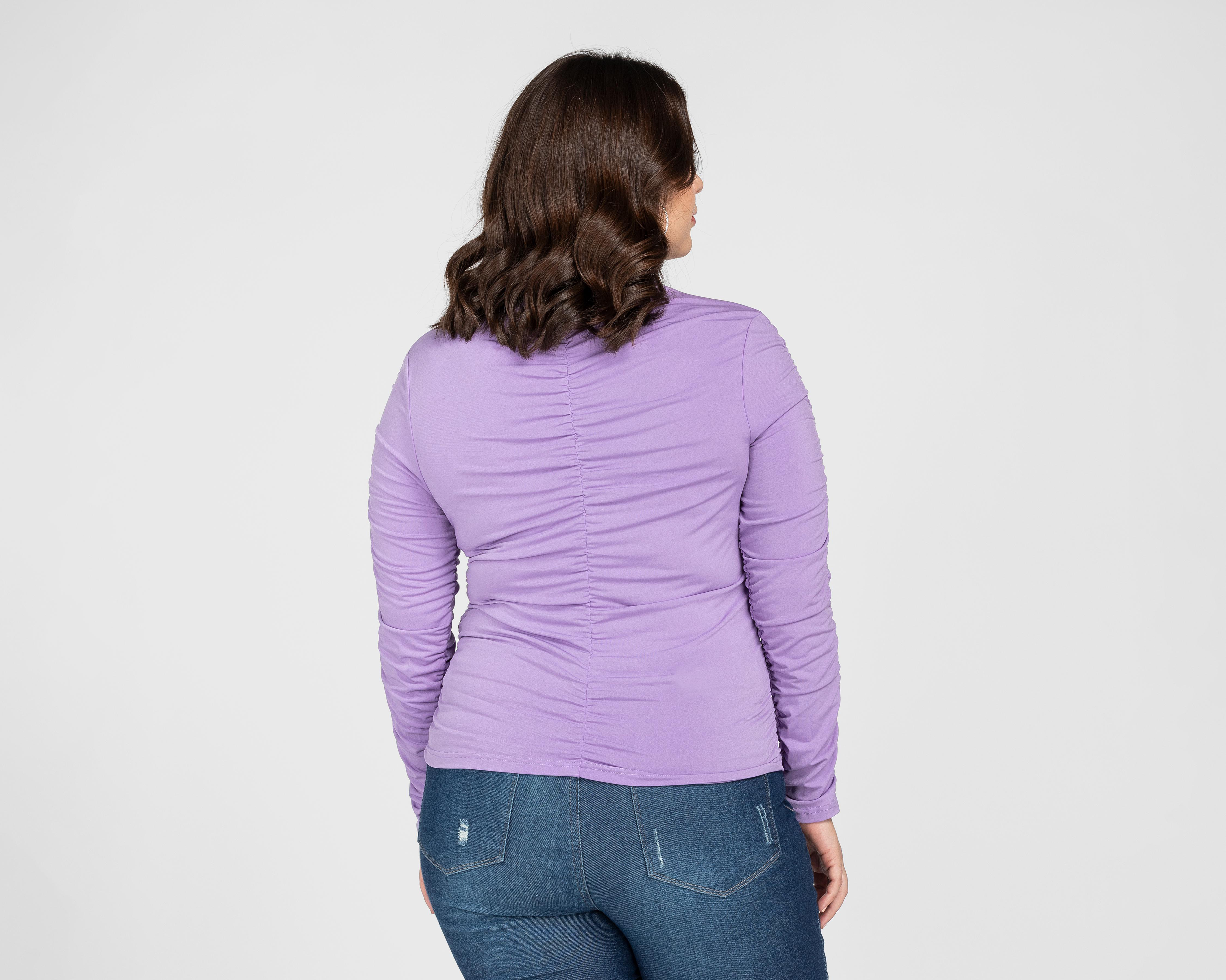 Foto 7 pulgar | Playera Bebe Lila con Zurcido