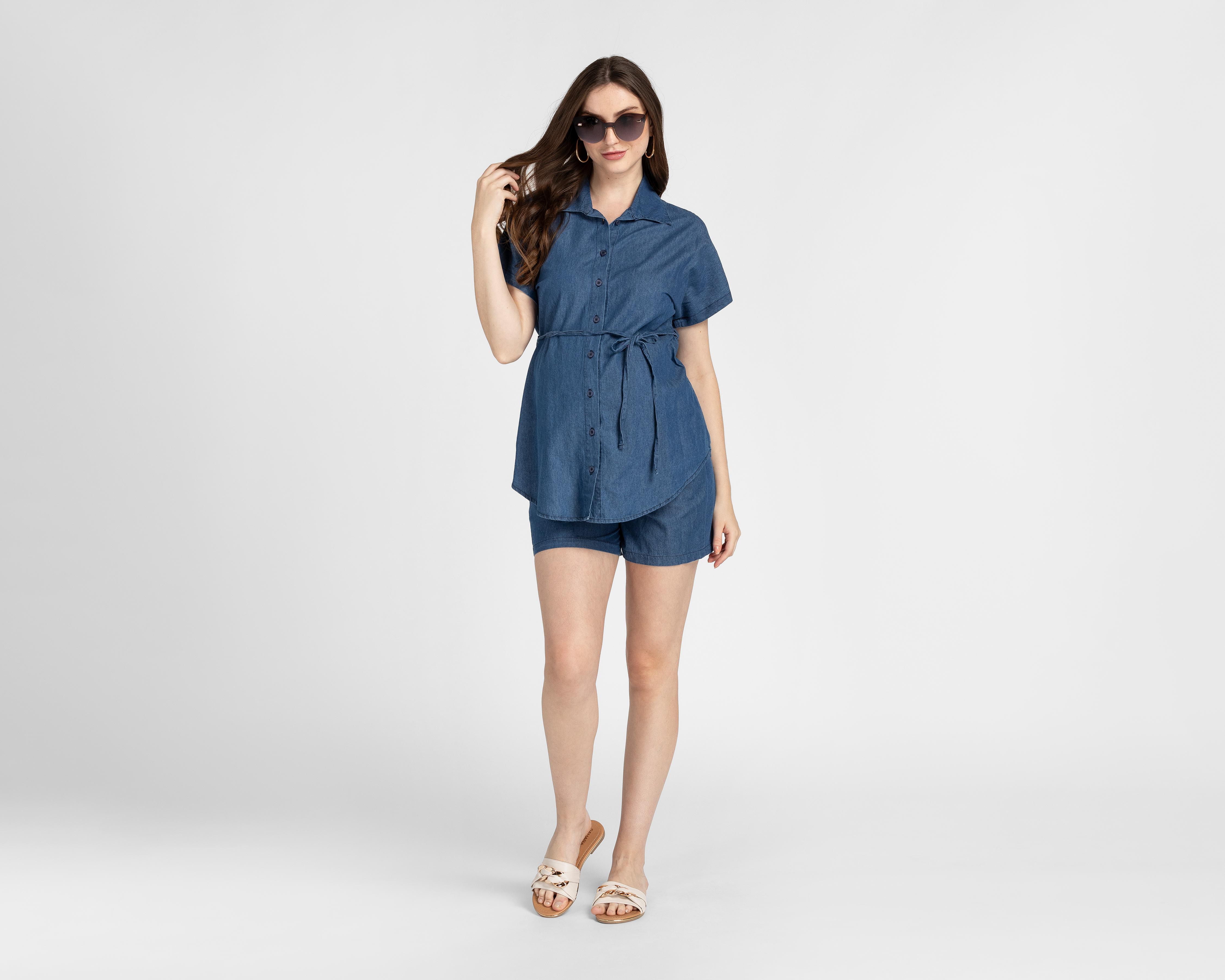 Foto 3 pulgar | Blusa y Short de Maternidad Mamá Bella Manga Corta