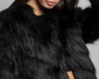 Foto 4 | Abrigo Thinner con Peluche Negro